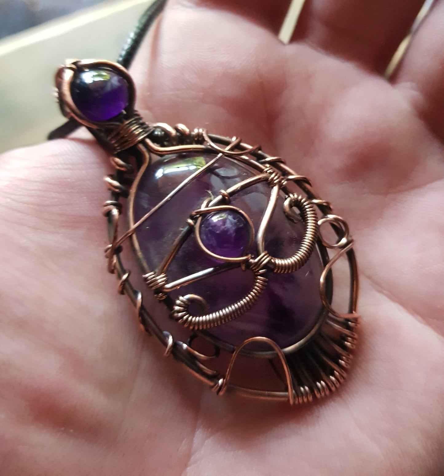 Amethyst Wire Wrapped Pendant, Statement Pendant Boho Necklace One Of A Kind Gift GypsyJewelry - LunarGem -