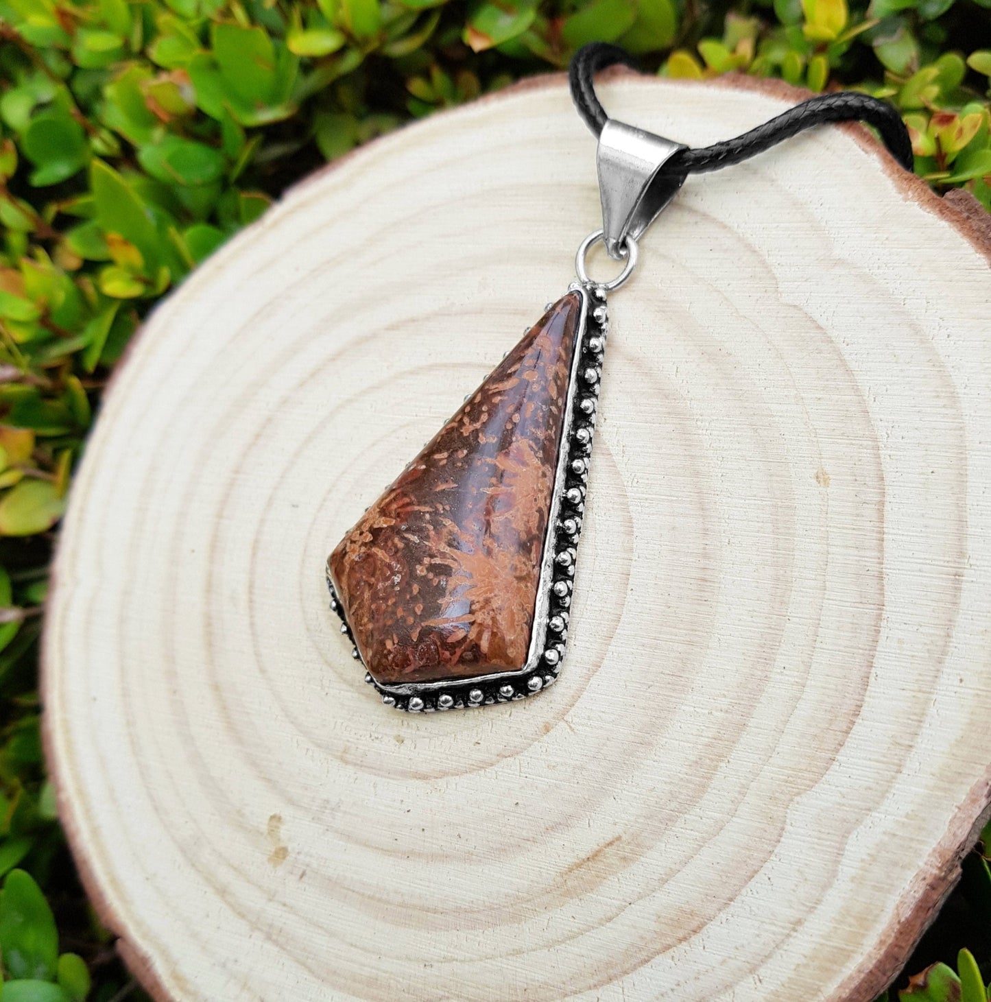 Big Jasper Pendant In Sterling Silver Statement Necklace - LunarGem - Necklaces