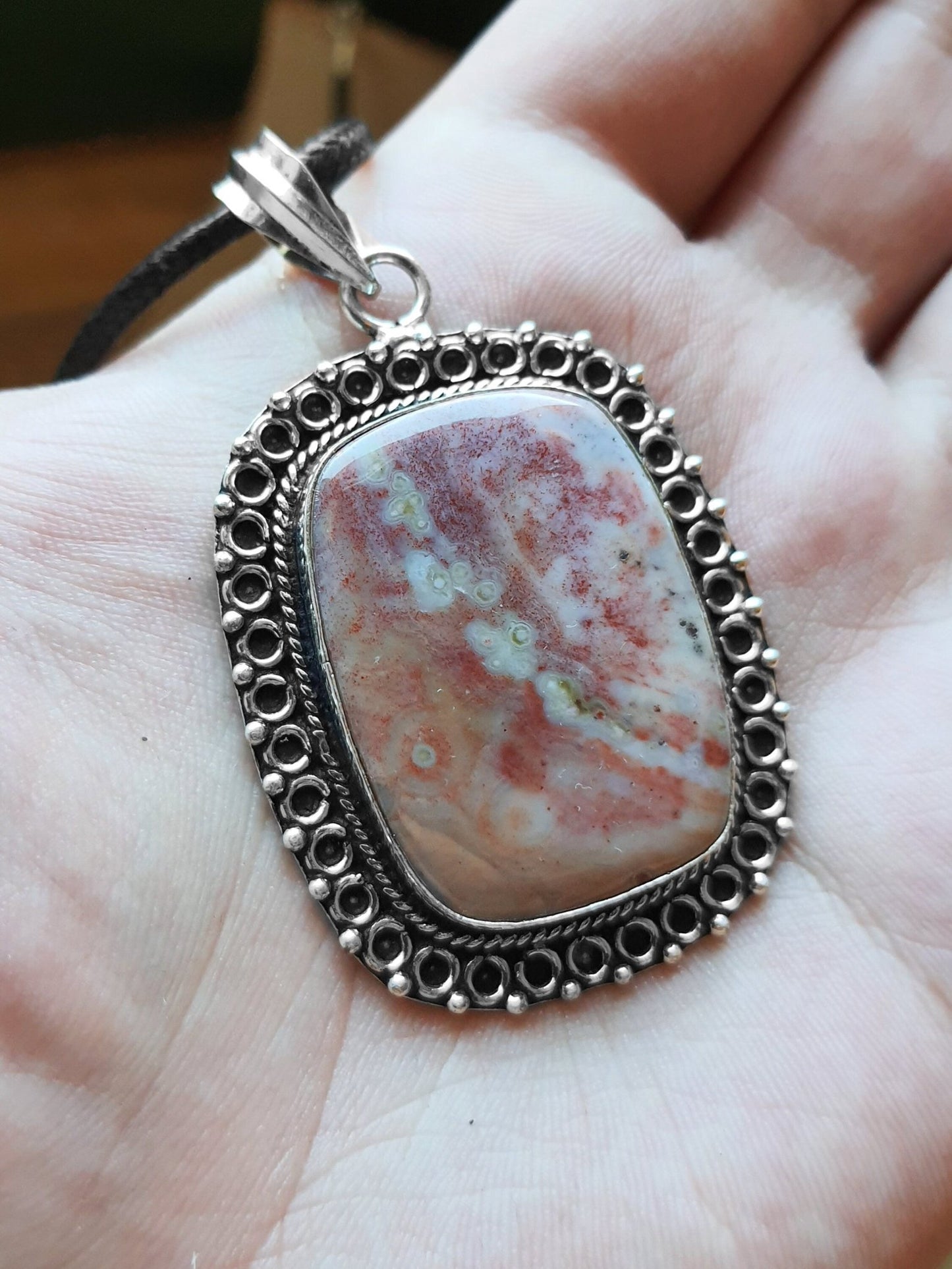 Bloodstone Statement Necklace In Sterling Silver - LunarGem -