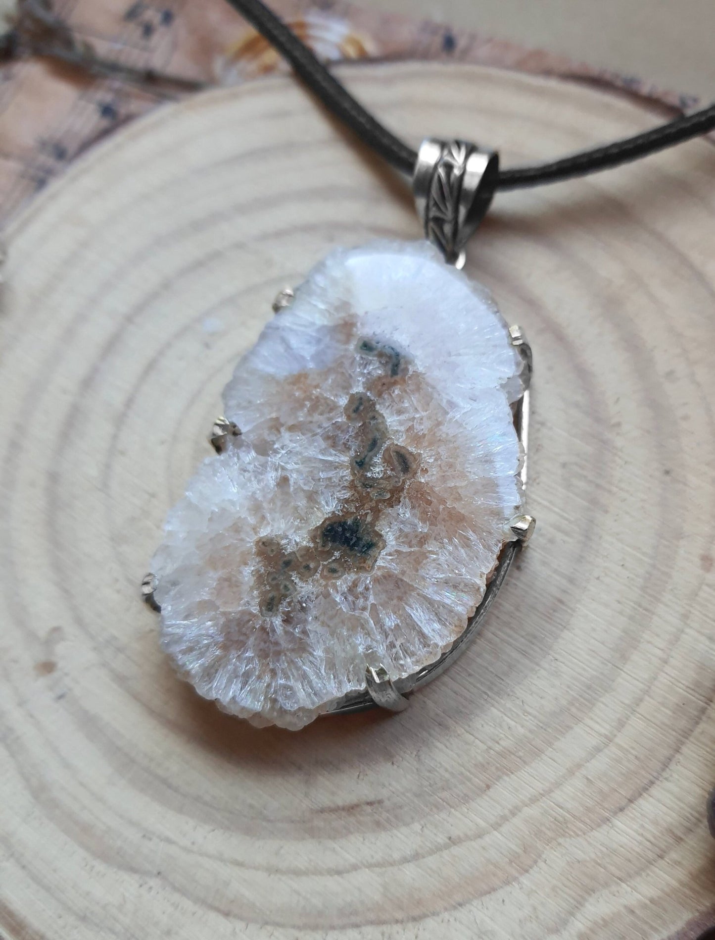 Brown Solar Agate Pendant, Recycled Sterling Silver Boho Necklace - LunarGem -