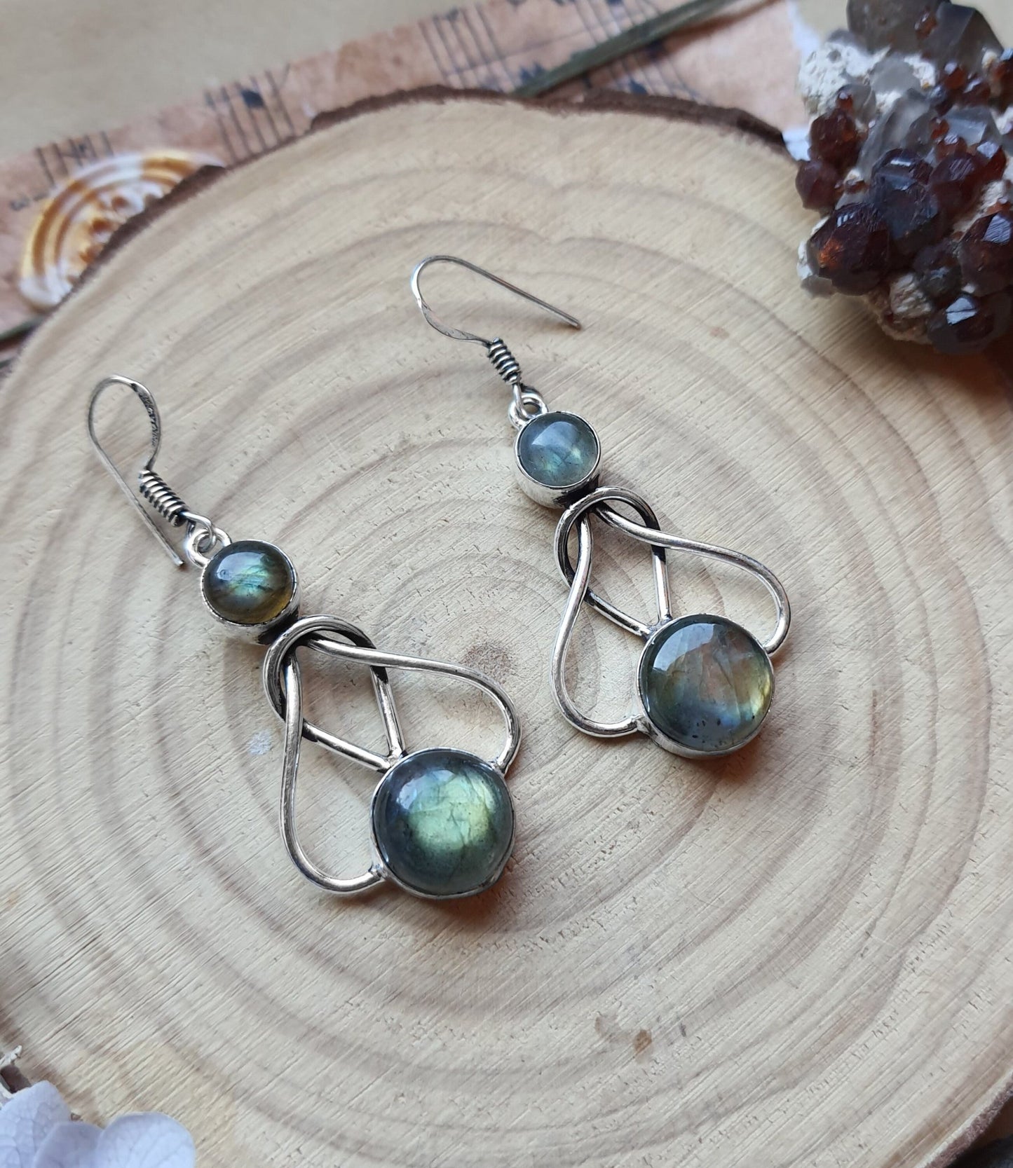 Celtic Labradorite Sterling Silver Dangle Earrings - LunarGem -