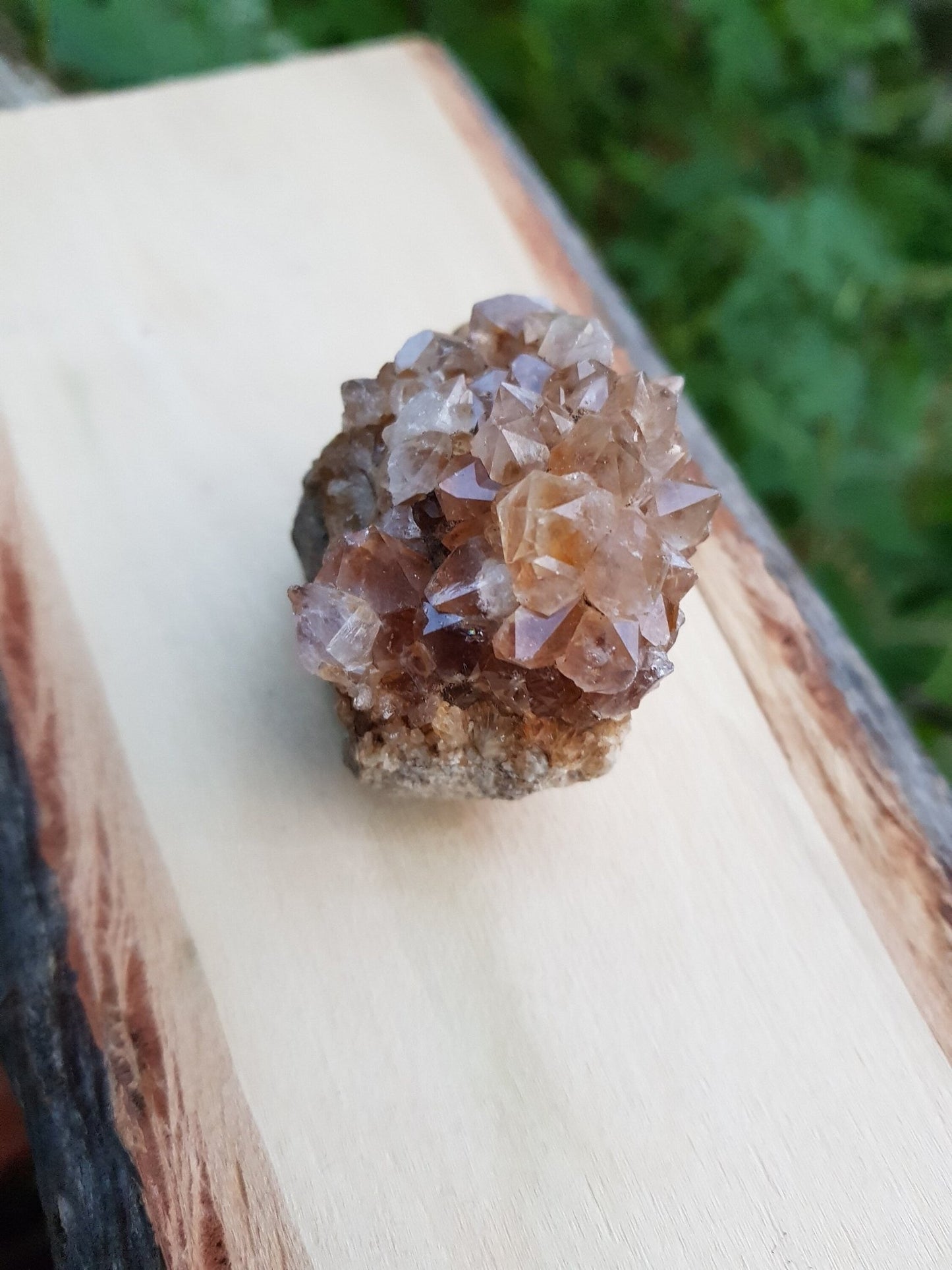 Citrine Spirit Quartz Cluster: Natural Cactus Amethyst, 92g - LunarGem -