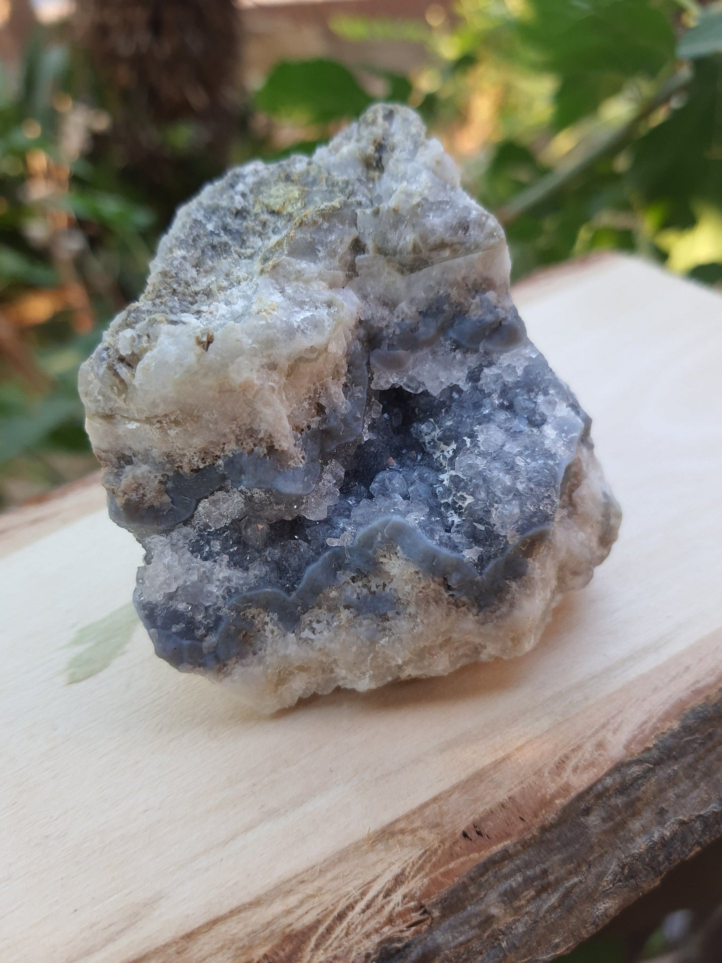 Druzy Blue Lace Agate Cluster: Raw Crystal Geode (182g) - LunarGem -