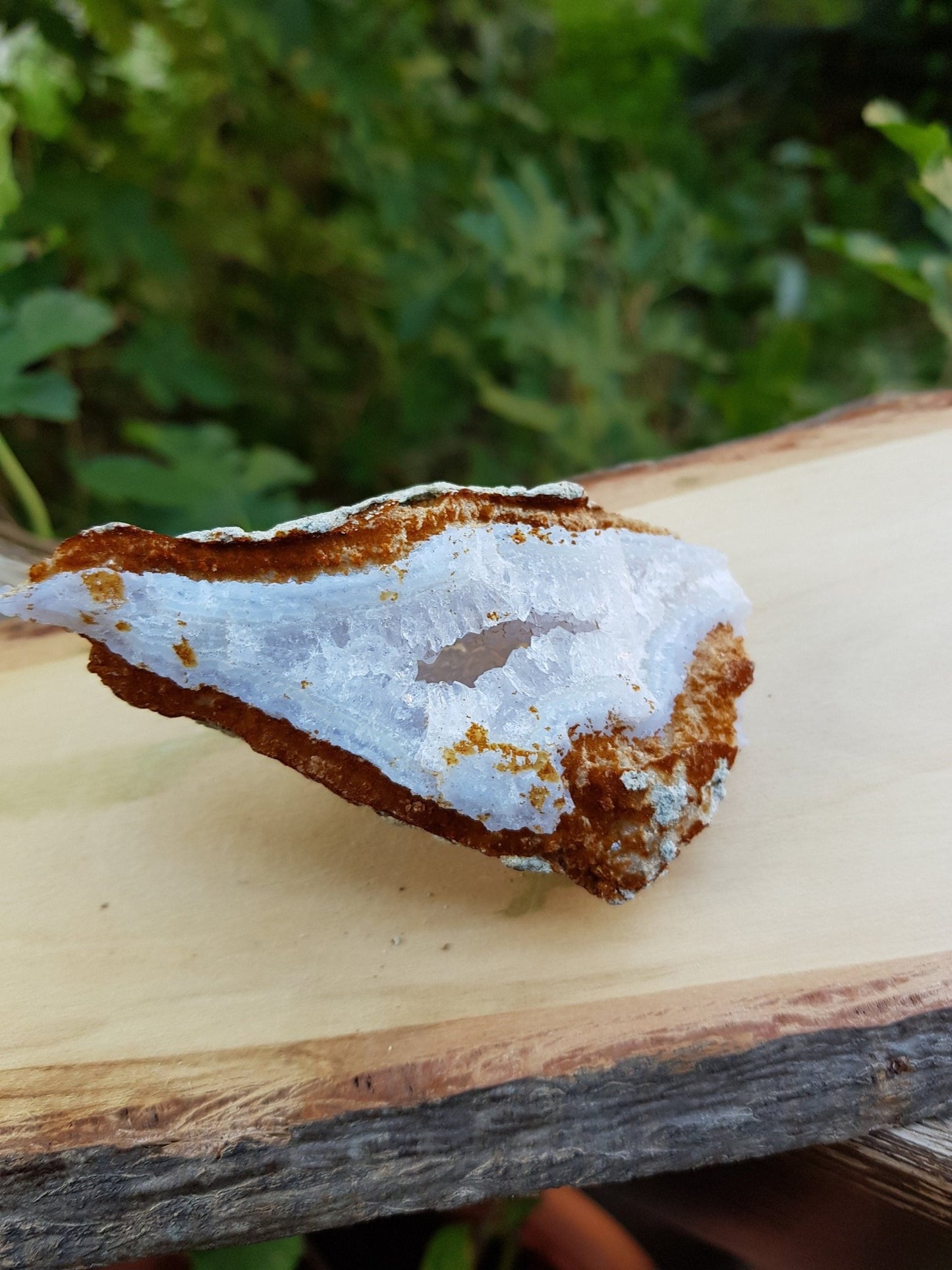 Druzy Blue Lace Agate Geode: Raw Crystal Cluster (135g) - LunarGem -