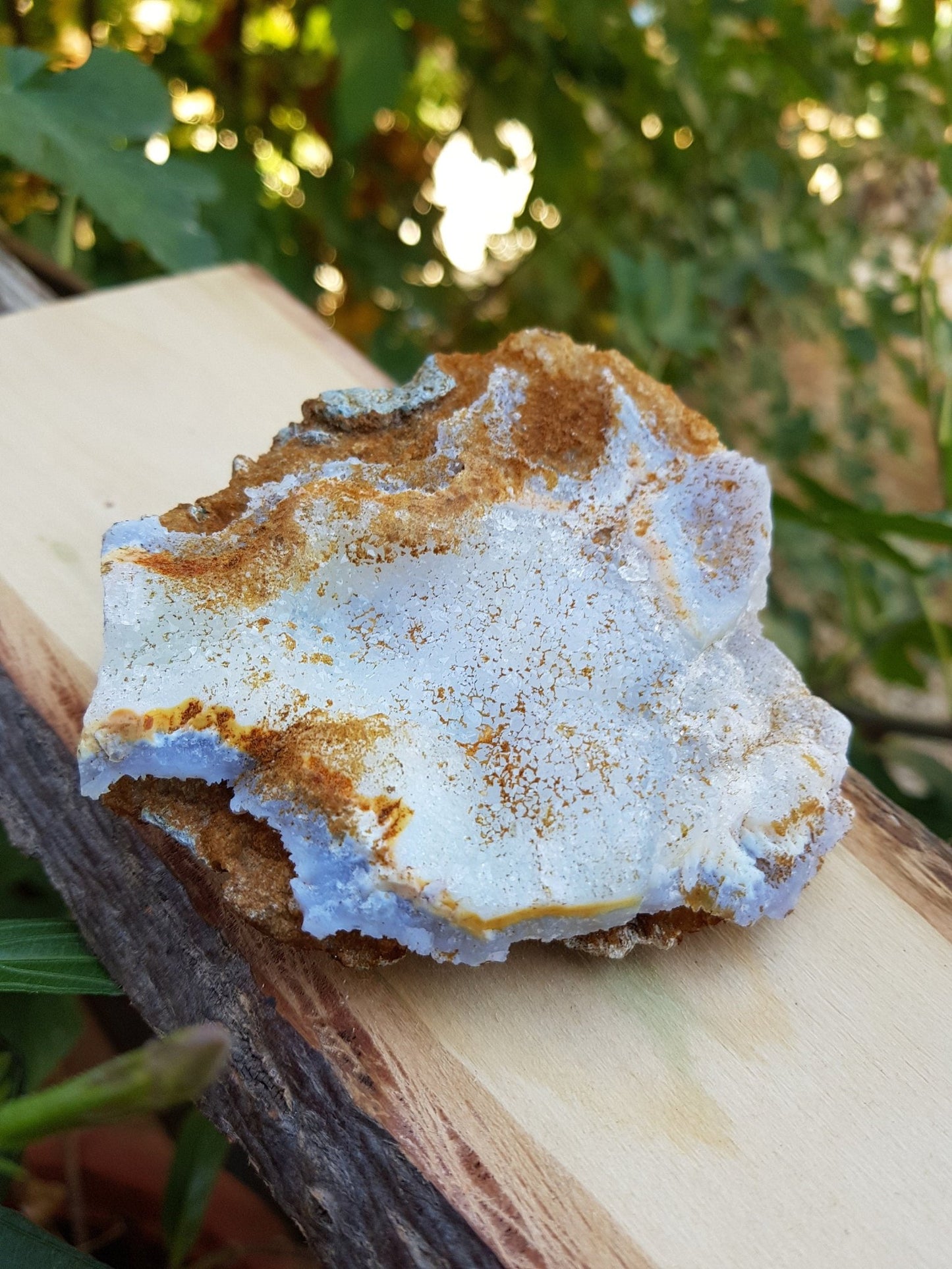 Druzy Blue Lace Agate Geode: Raw Crystal Cluster (298g) - LunarGem -