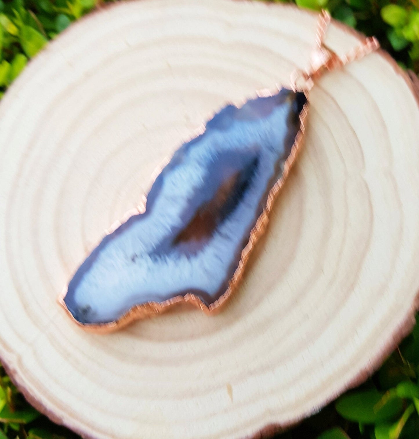 Electroformed Copper Agate Pendant Necklace: Boho Statement Jewelry - LunarGem - Charms & Pendants