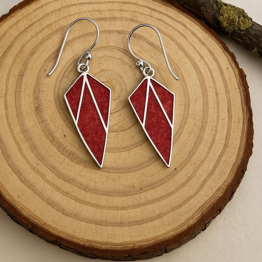 Coral Earrings In Sterling Silver, Dangle Earrings, Statement Earrings