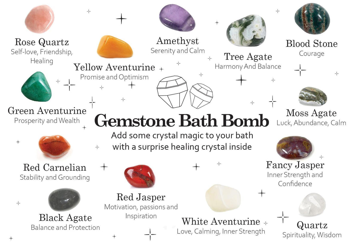 Gemstone Bath Bomb, Crystal Surprise Bath Bomb, Eco Glitter Bath Bomb Gift