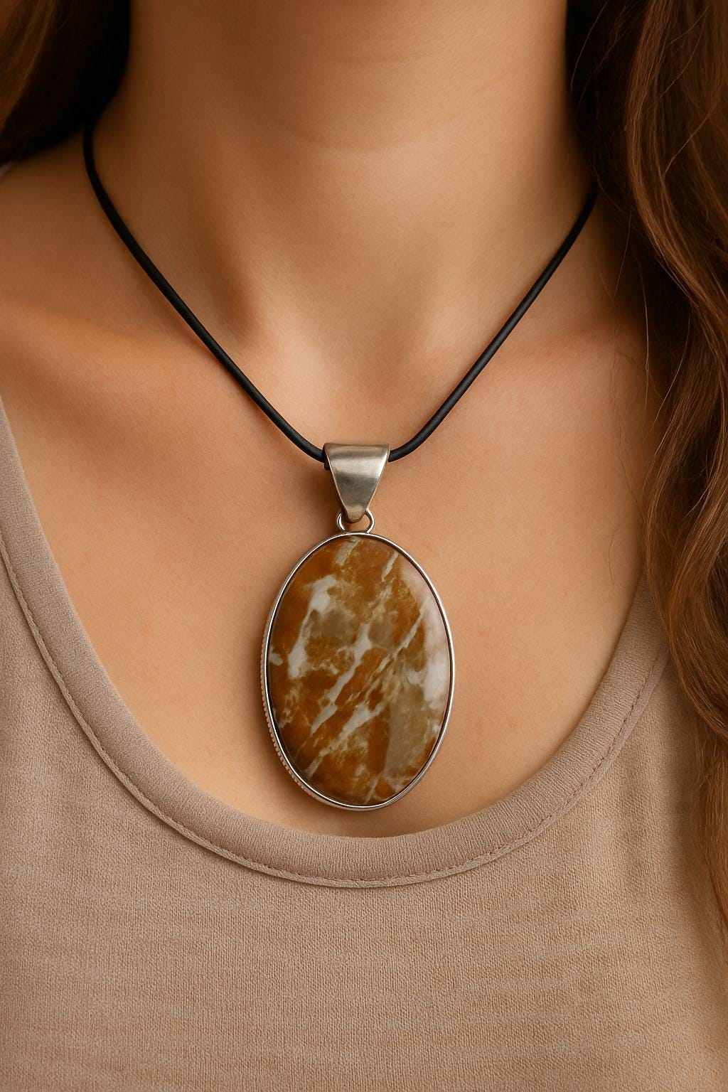 Jasper Statement Pendant In Sterling Silver