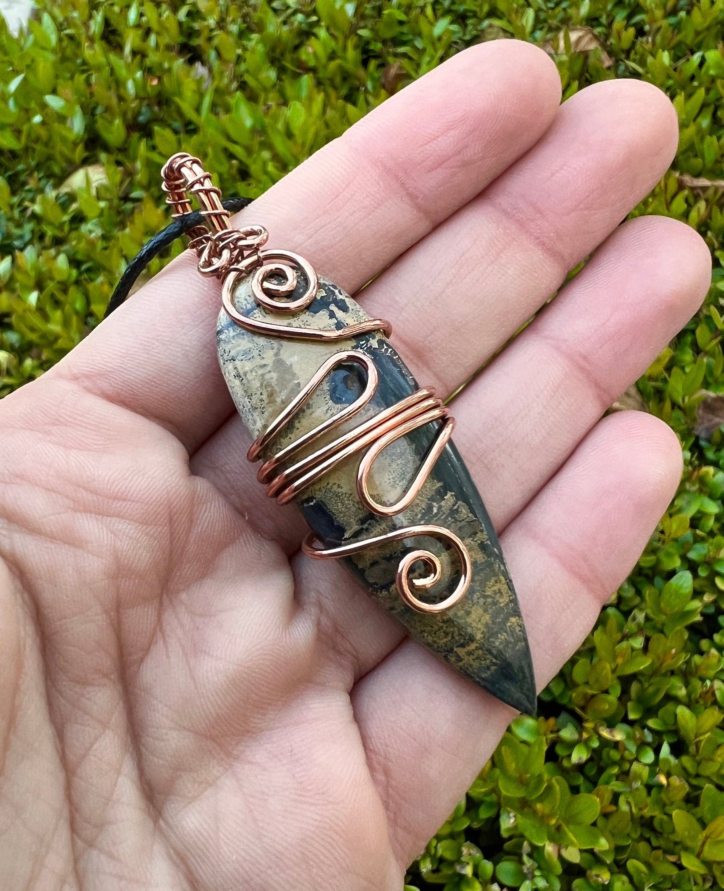 Jasper Wire Wrapped Pendant In Statement Pendant - LunarGem -
