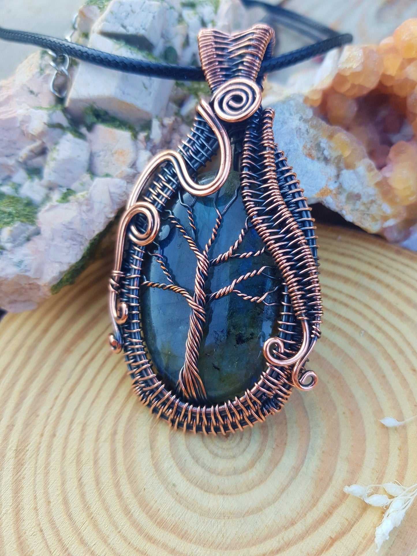 Labradorite Wire Wrapped Pendant, Boho Necklace GypsyJewelry, Tree Of Life Necklace - LunarGem -