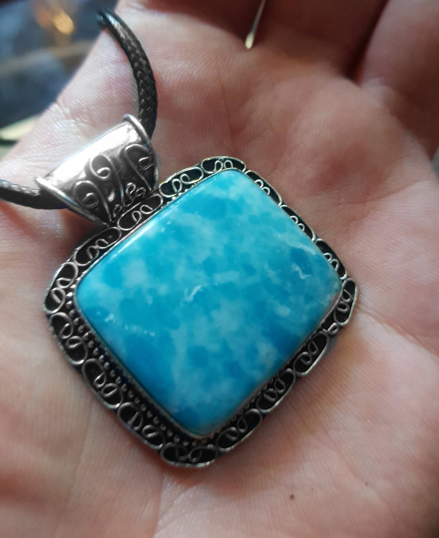 Mosaic Jasper Sterling Silver Pendant Necklace - Boho Gemstone Jewelry - LunarGem -