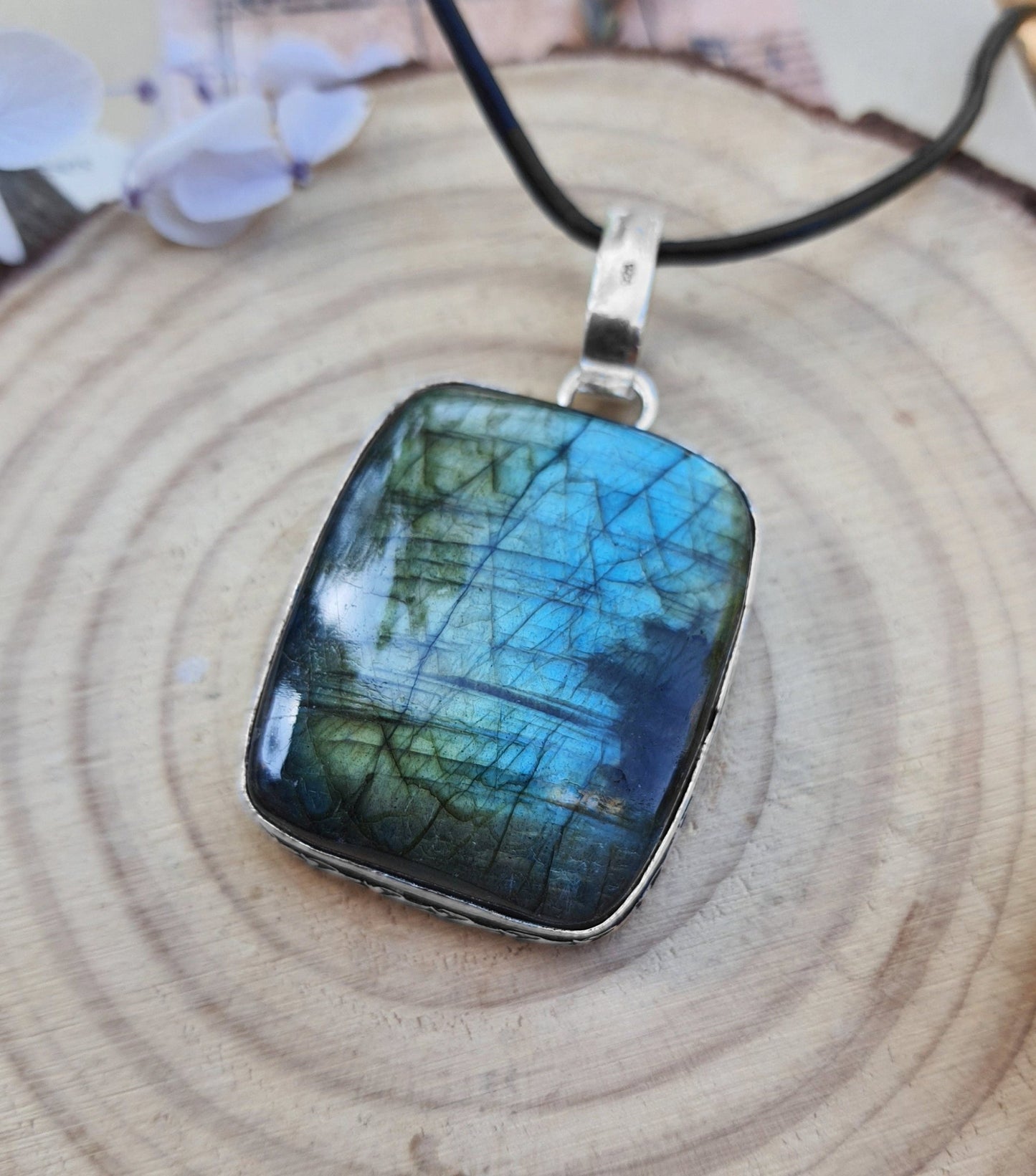 Natural Labradorite Necklace In Sterling Silver Statement Necklace Unique Jewelry One Of A Kind Gift - LunarGem -