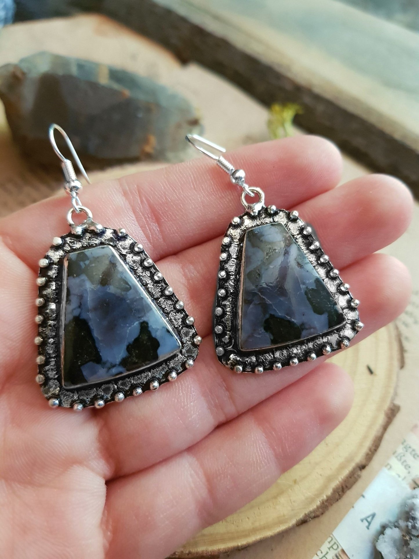 Natural Pietersite Earrings In Sterling Silver One Of A Kind Earrings - LunarGem -