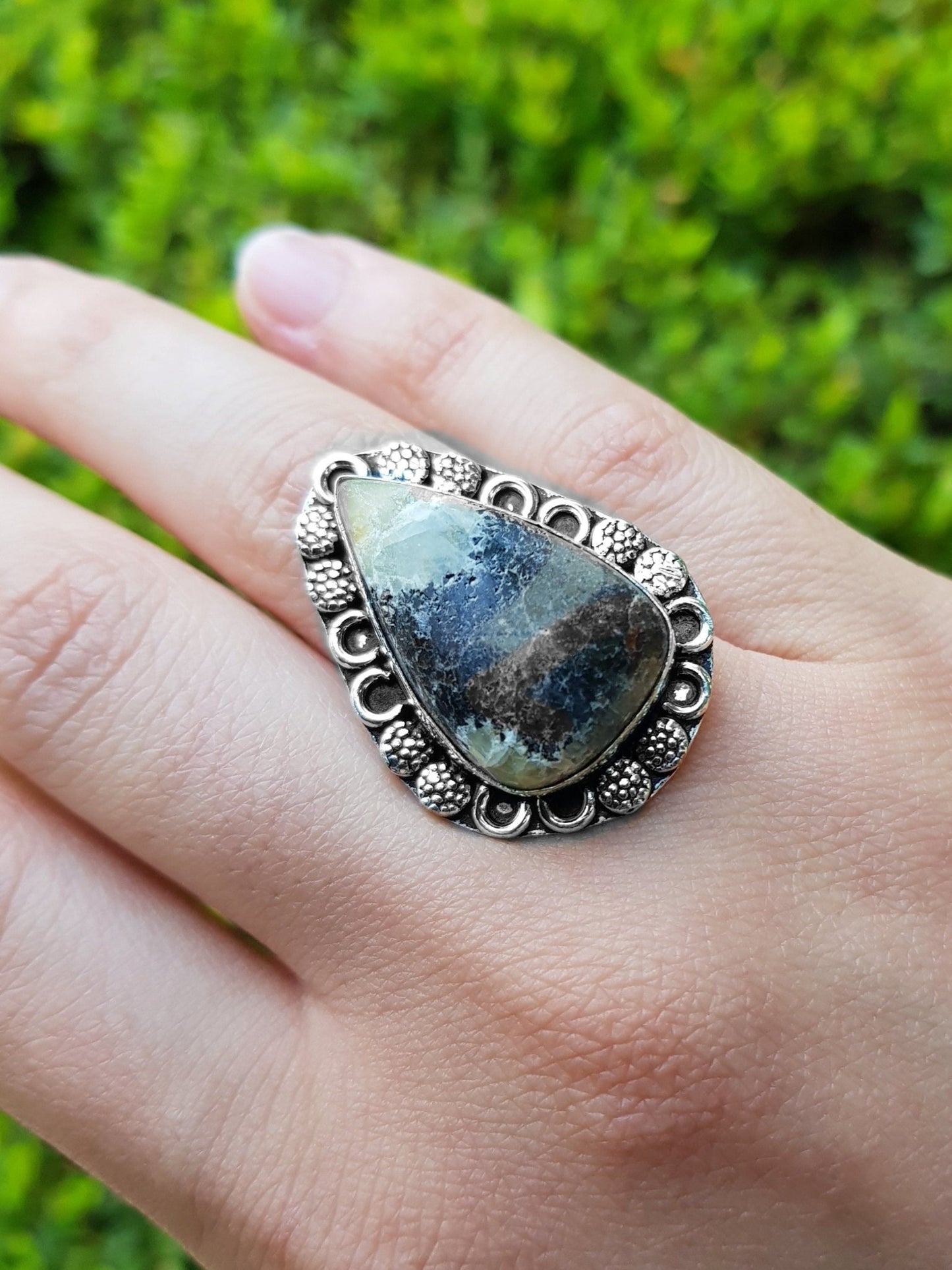 Septarian Jasper Ring, Sterling Silver Boho Jewelry, US Size 7 - LunarGem -