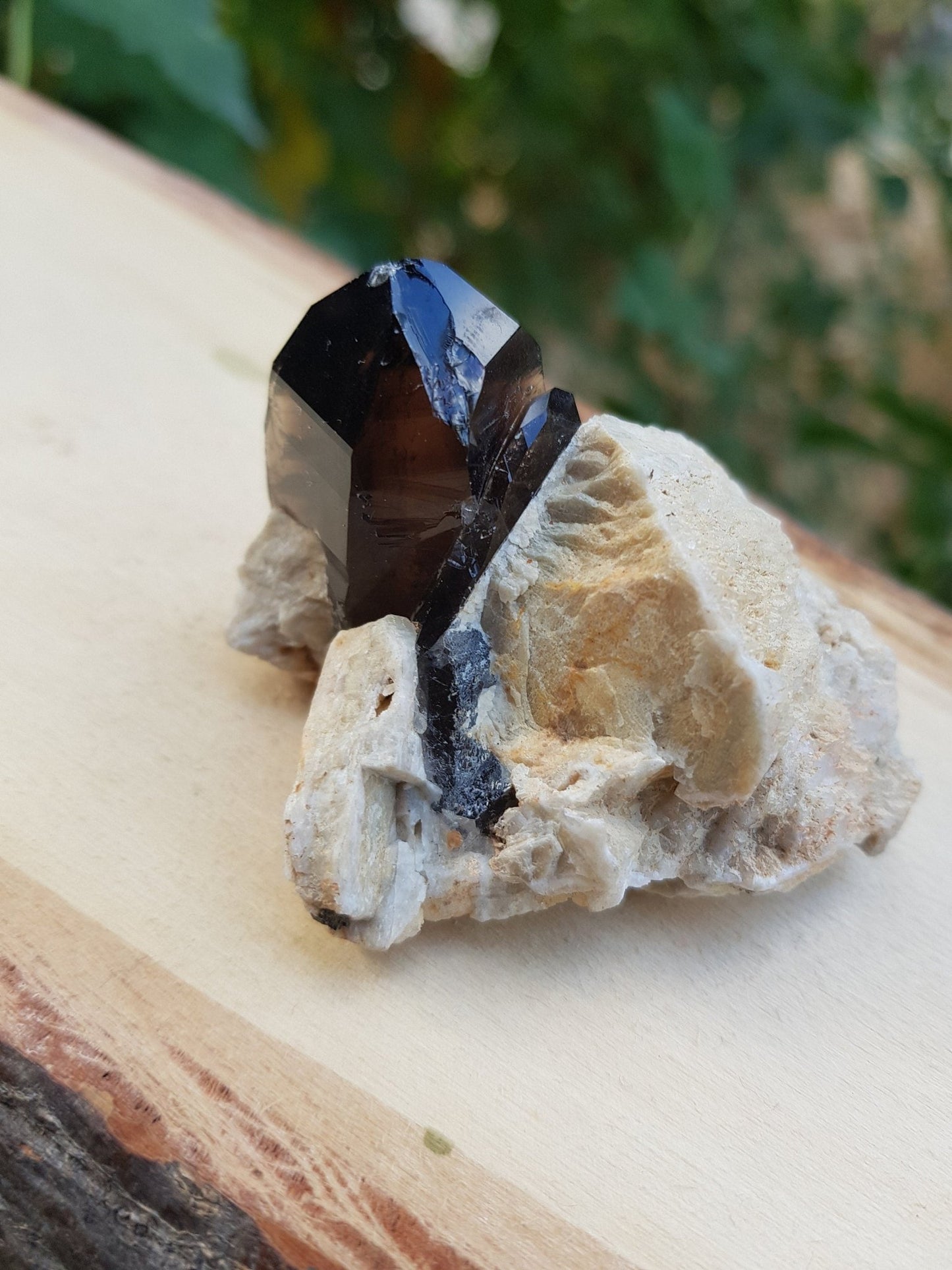 Smoky Quartz Point on Feldspar, Mineral Specimen, Malawi Crystal (59g) - LunarGem -