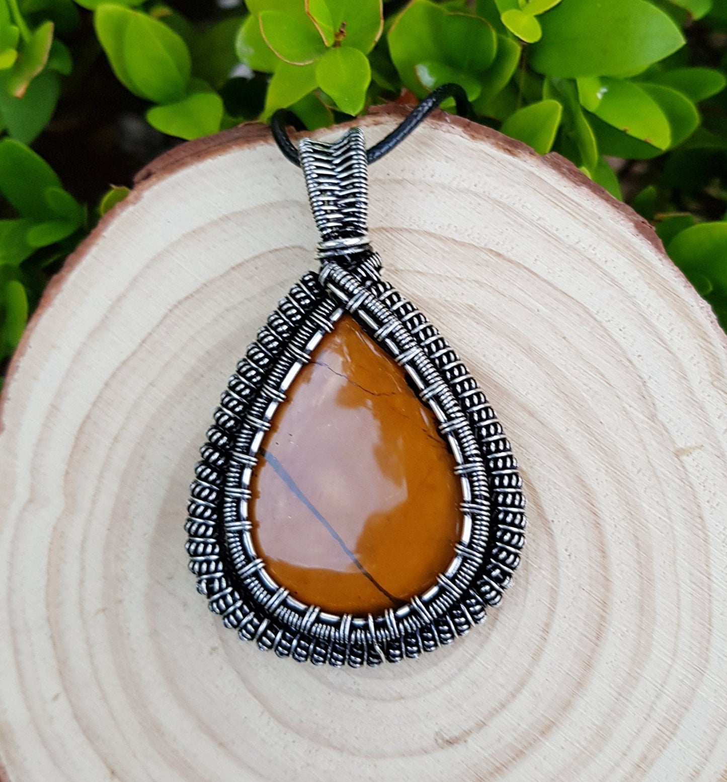 Tiger's Eye Wire Wrapped Pendant In Sterling Silver Statement Pendant Boho Necklace One Of A Kind Gift GypsyJewelry - LunarGem - Necklaces