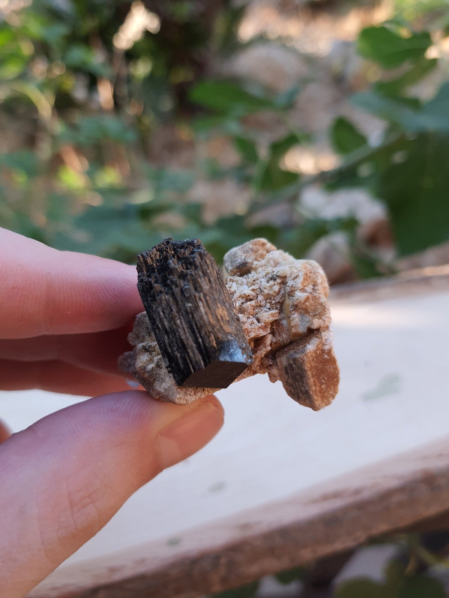 Tourmaline With Orthoclase Feldspar Natural Specimen, Raw Tourmaline crystal, 27g - LunarGem -