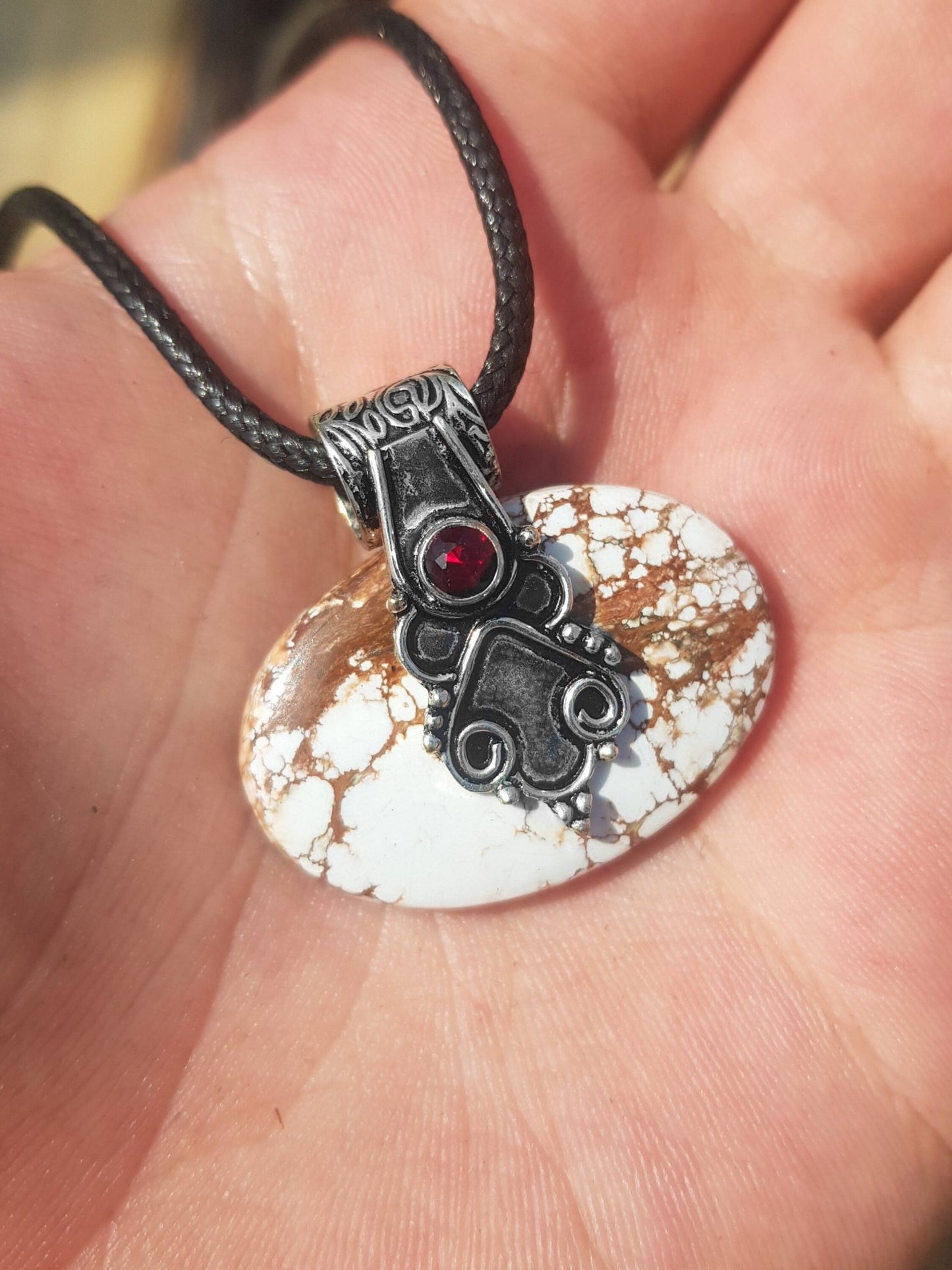 Wild Horse Jasper Pendant In Sterling Silver Statement Necklace - LunarGem -