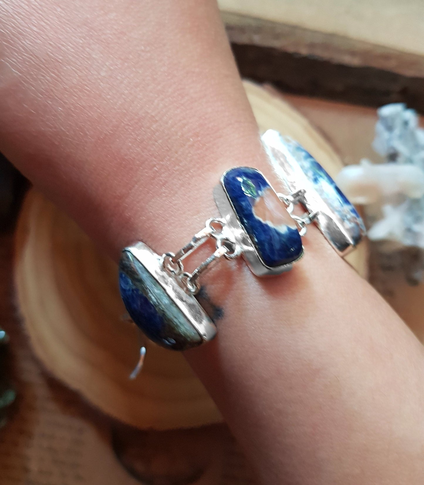 Adjustable Sodalite Bracelet In Sterling Silver Multi Stone Bracelet GypsyJewelry - LunarGem -