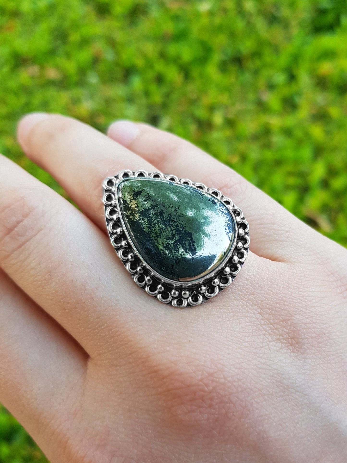 Apache Gold Pyrite Statement Ring Size US 7 3/4 Sterling Silver Gemstone Ring Boho Rings GypsyJewellery One Of A Kind Gift - LunarGem -