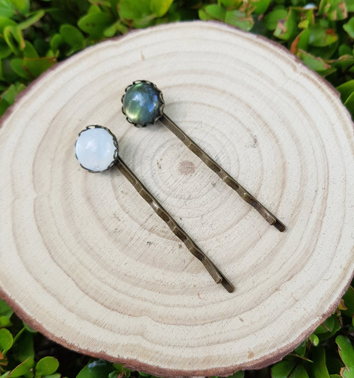 Crystal Bobby Pin, Moonstone Hair Pin, Crystal Hair Pin, Decorative Hair Accessories - LunarGem - Jewelry