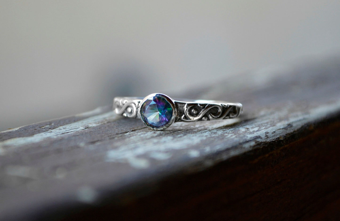 Mystic Quartz Stacking Rings Fine Sterling Silver Engagement Ring Dainty Ring Gift For Her Magic Ring Boho Rings Stacking Ring