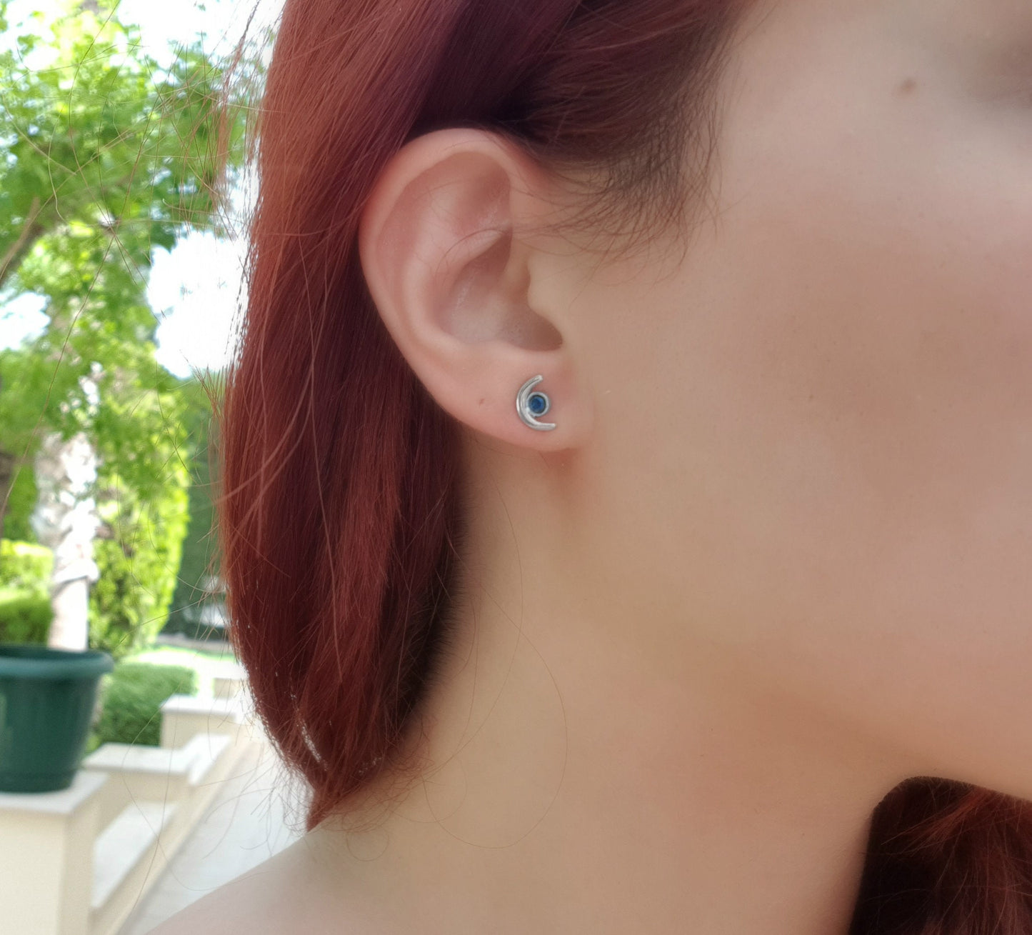 Dark Blue Iolite Stud Earrings September Birthstone Earrings Sterling Silver Minimal Earrings Birthday Gift Everyday Earrings Unique Gift
