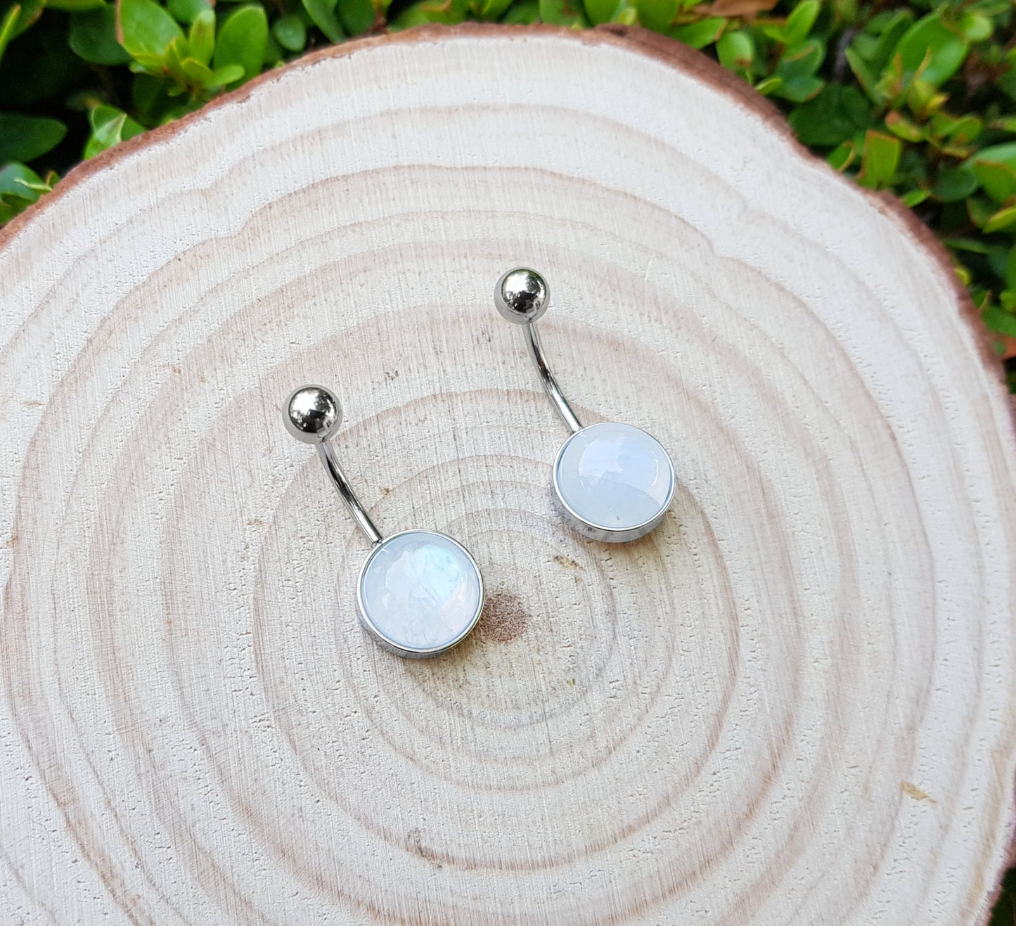 Rainbow Moonstone Belly Button Ring, Surgical Stainless Steel Hypoallergenic Belly Ring Labradorite Belly Bar Boho Belly Ring