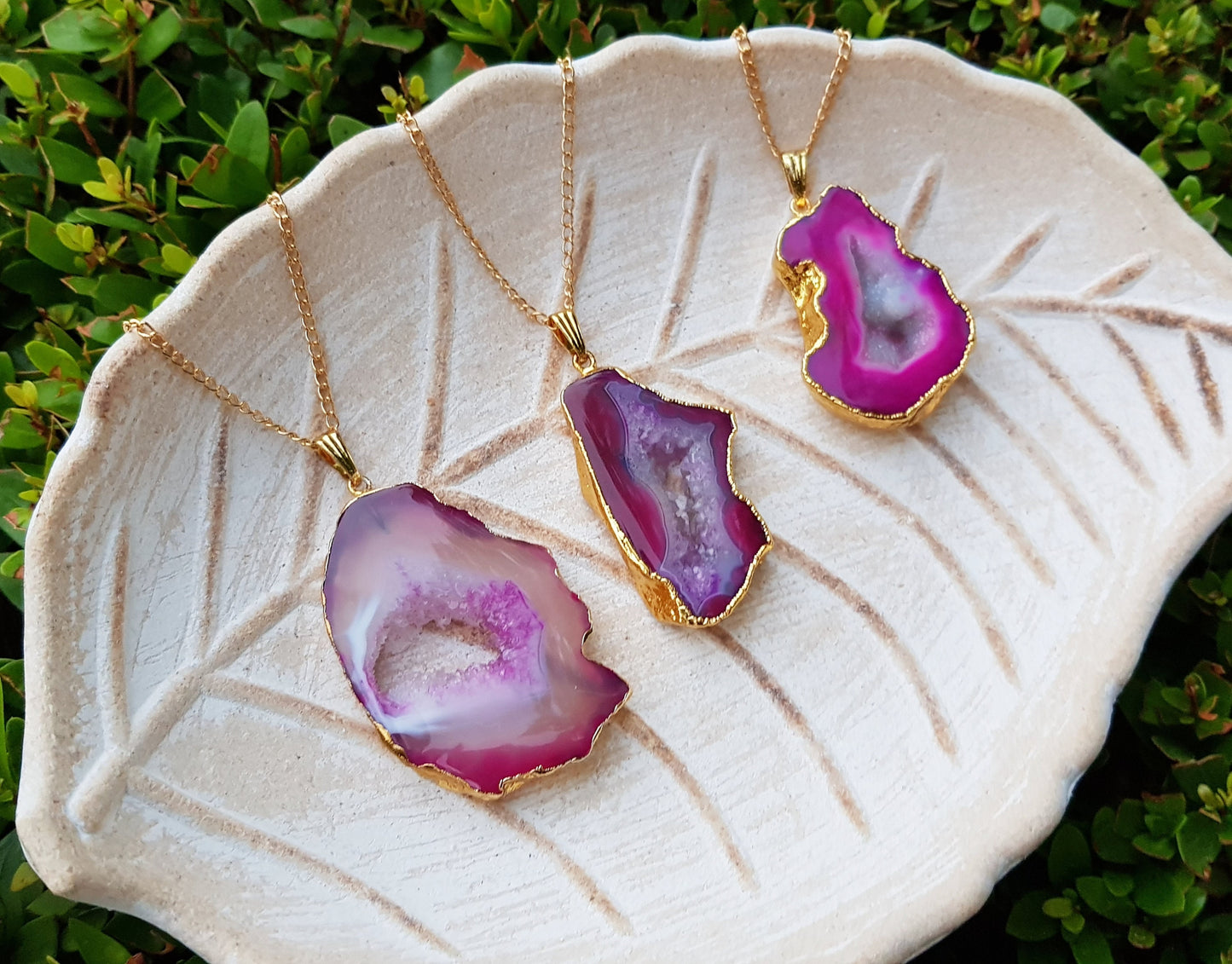 Pink Raw Druzy Agate Pendant Gold Plated Statement Pendant Boho Gemstone Necklace Unique Gift One Of A Kind Gift