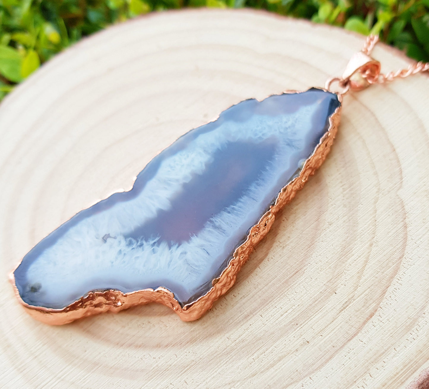 Big Natural Agate Pendant Electroformed Copper Statement Pendant Boho Gemstone Necklace Unique Gift One Of A Kind Gift
