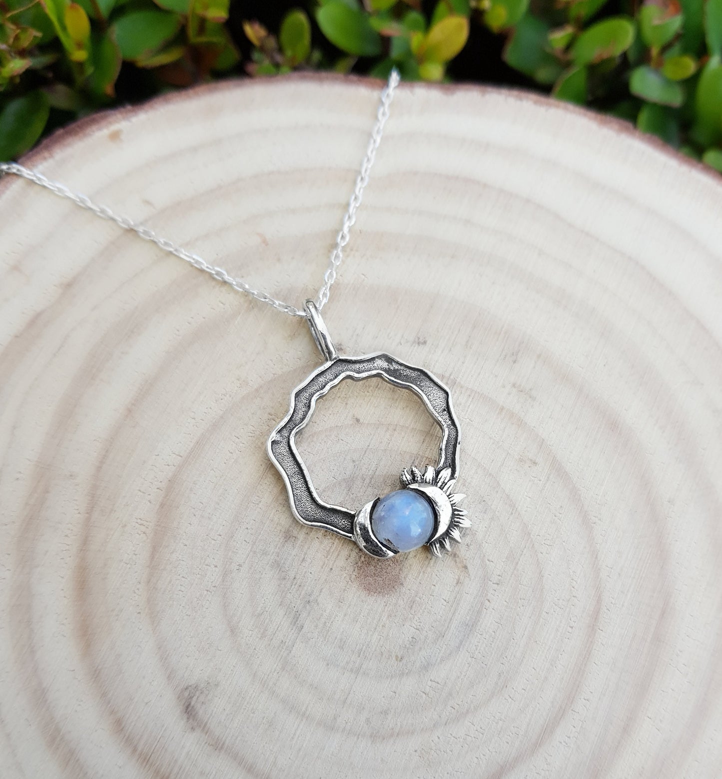 Sun And Moon Necklace, Crescent Moon Necklace, Rainbow Moonstone, Fine 925 Sterling Silver Birthstone Necklace With Chain