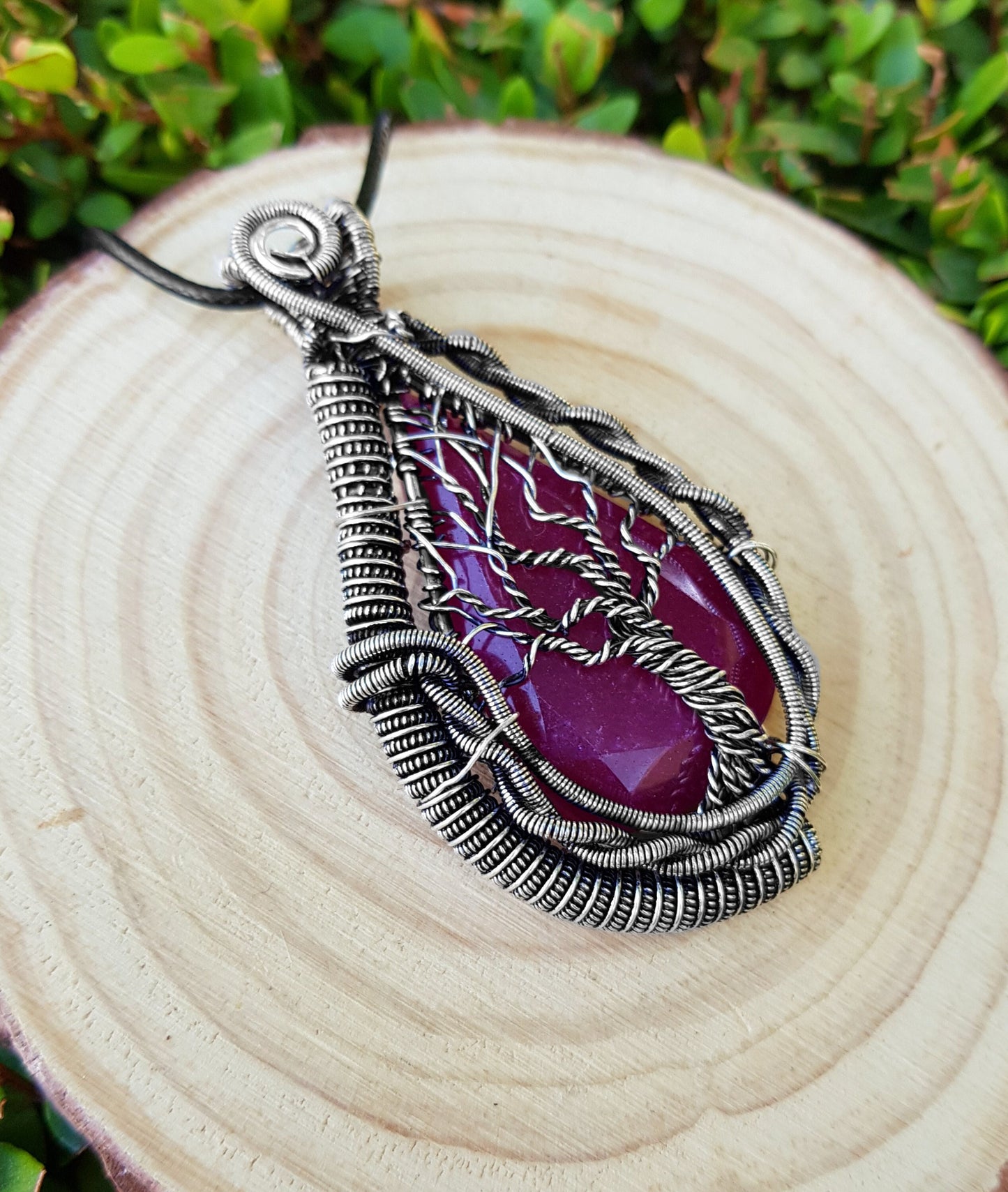 Ruby Wire Wrapped Tree Necklace In Sterling Silver Statement Necklace Crystal Jewellery One Of A Kind