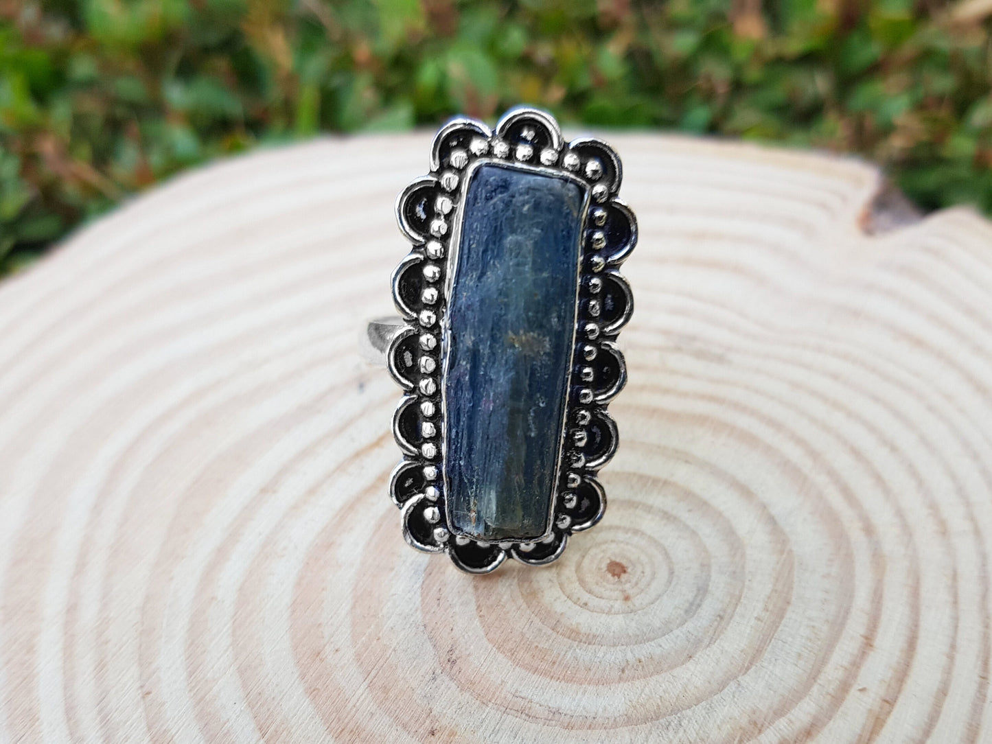 Kyanite Statement Ring Raw Gemstone Ring Size US 9 1/4 Sterling Silver Gemstone Ring Boho Rings GypsyJewellery One Of A Kind Gift