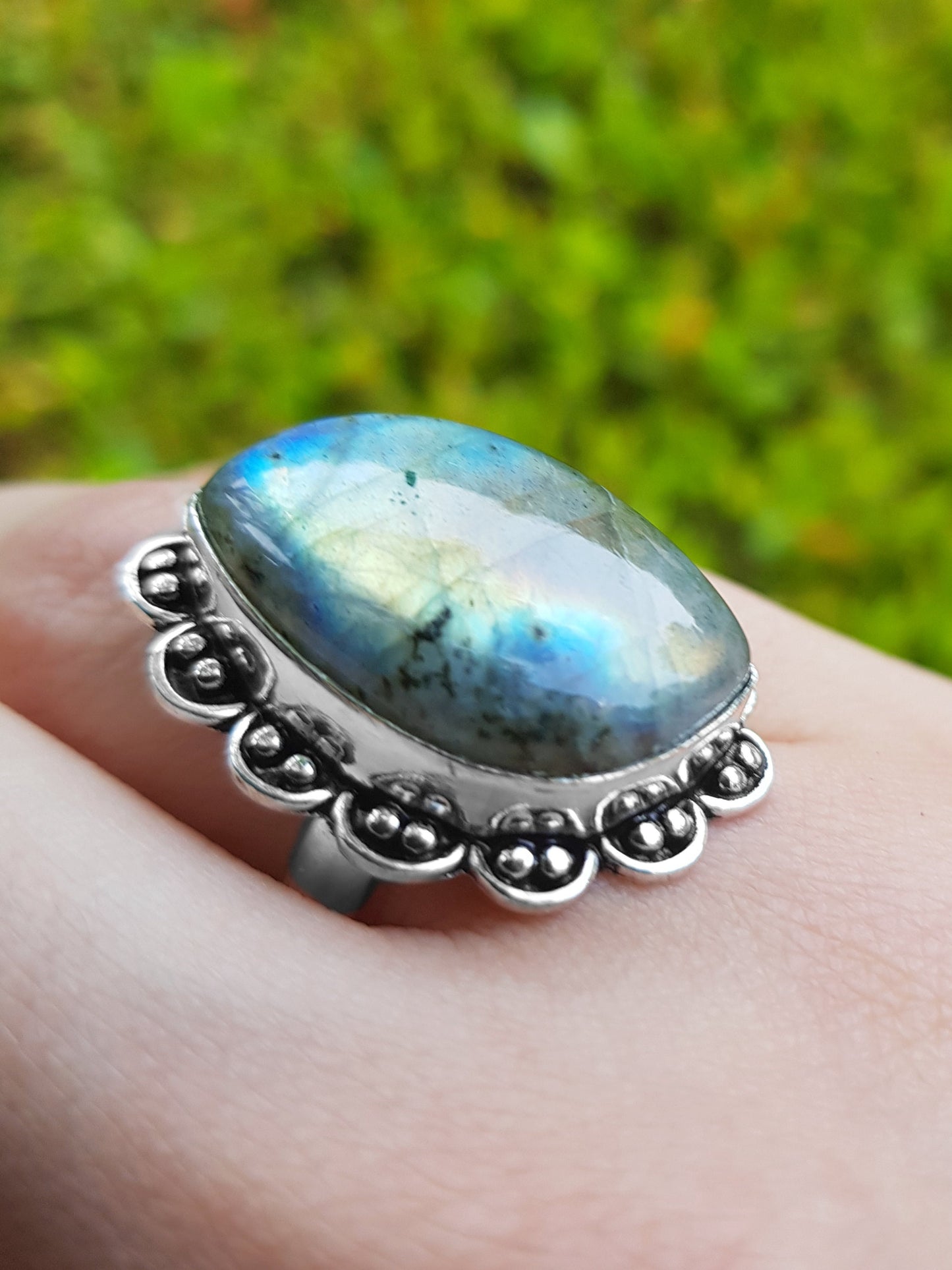 Labradorite Ring Size US 8 3/4 In Sterling Silver Crystal Ring Boho Rings Unique Gift For Her Ethnic Ring GypsyJewelry