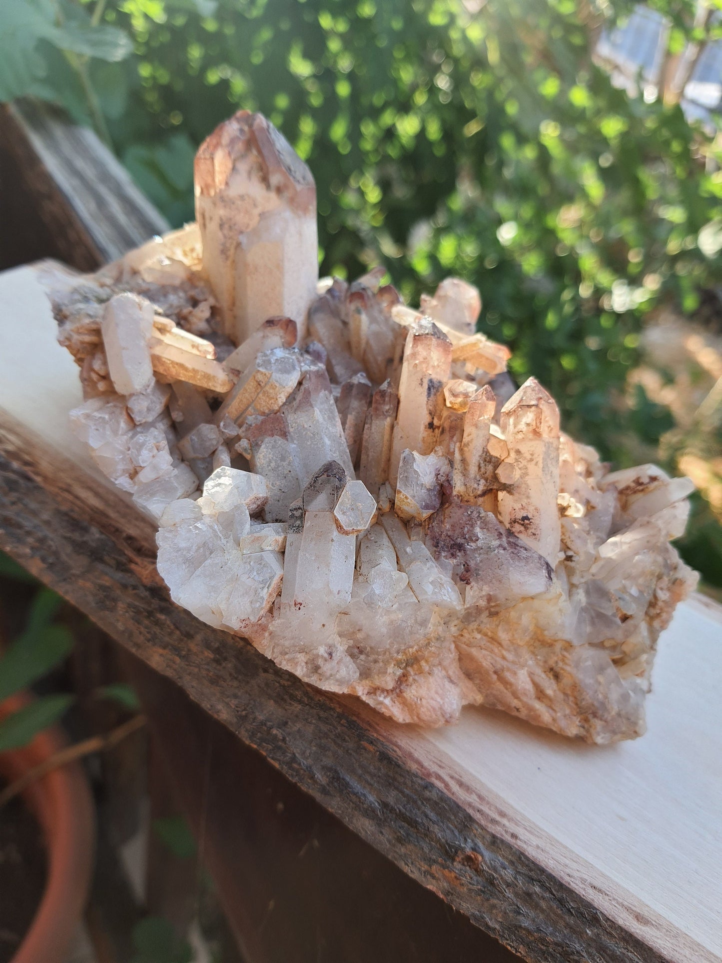 Rare Big Hematite Included Quartz Cluster 821g, Mineral Specimen Natural Quartz Cluster
