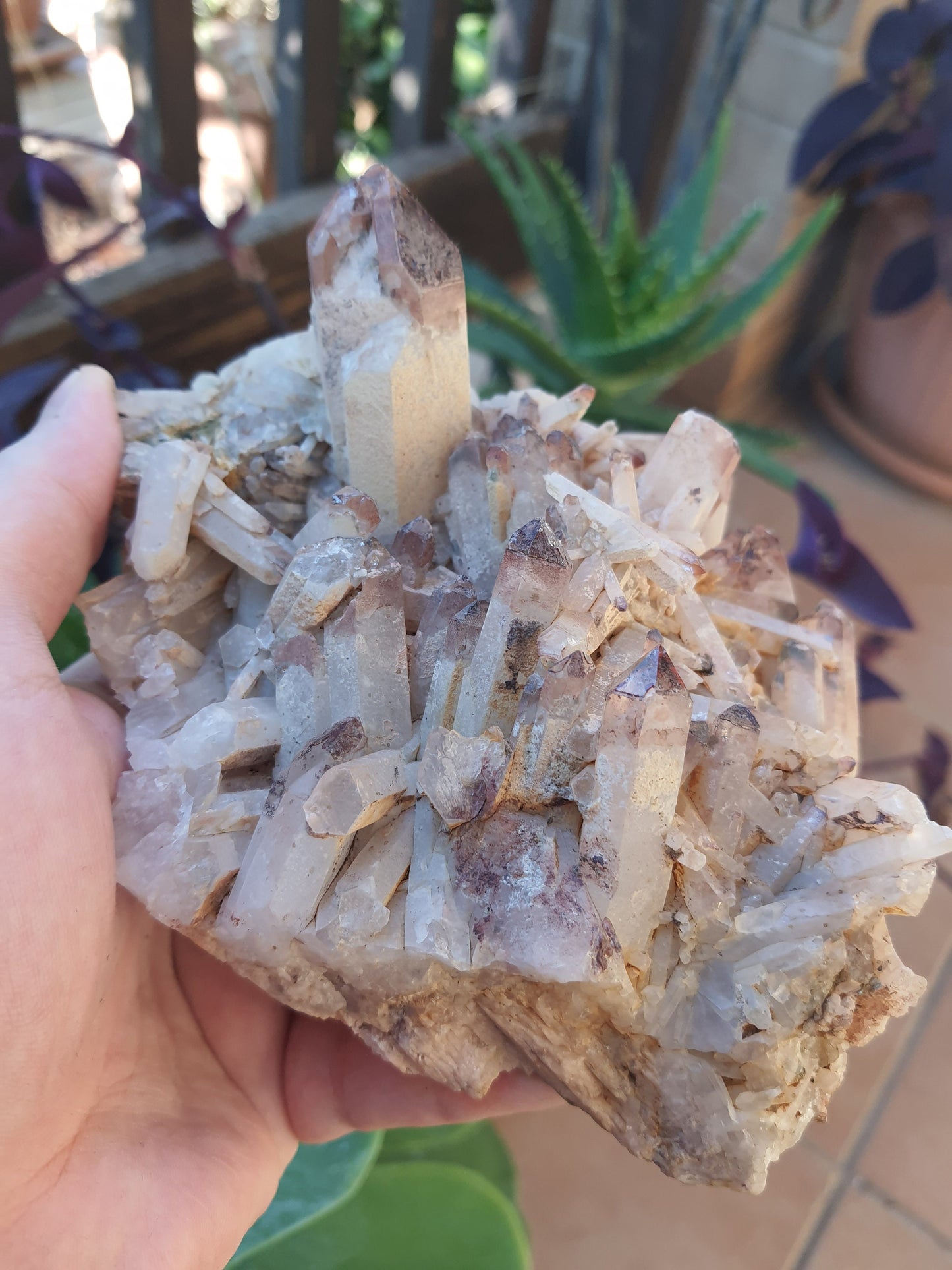 Rare Big Hematite Included Quartz Cluster 821g, Mineral Specimen Natural Quartz Cluster