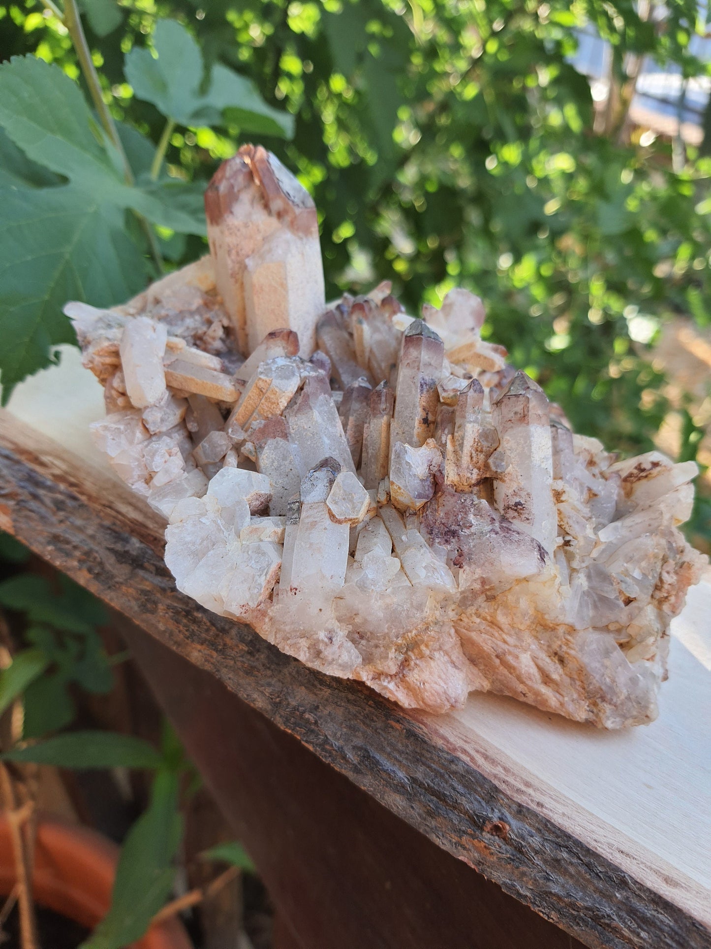 Rare Big Hematite Included Quartz Cluster 821g, Mineral Specimen Natural Quartz Cluster