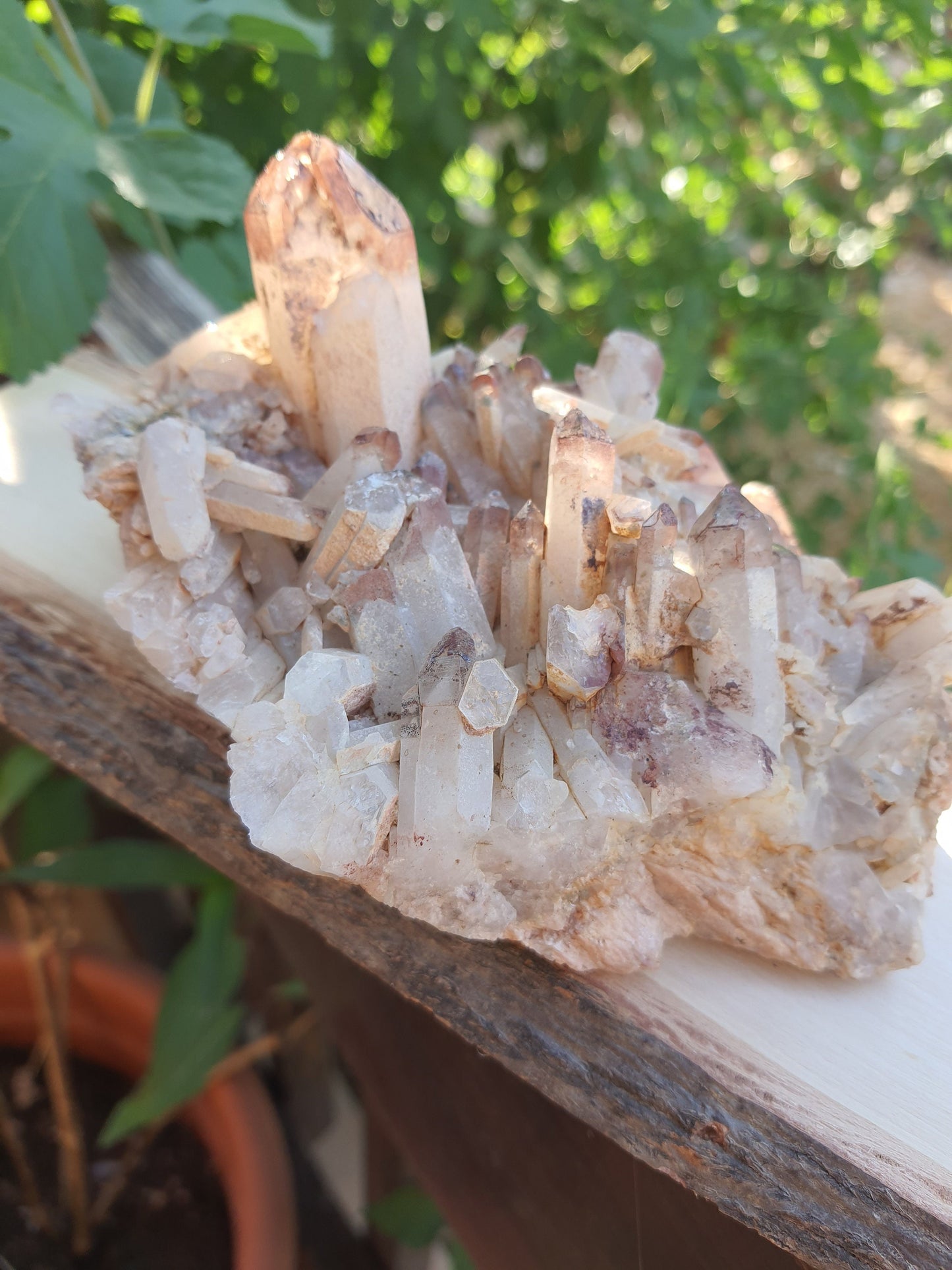 Rare Big Hematite Included Quartz Cluster 821g, Mineral Specimen Natural Quartz Cluster