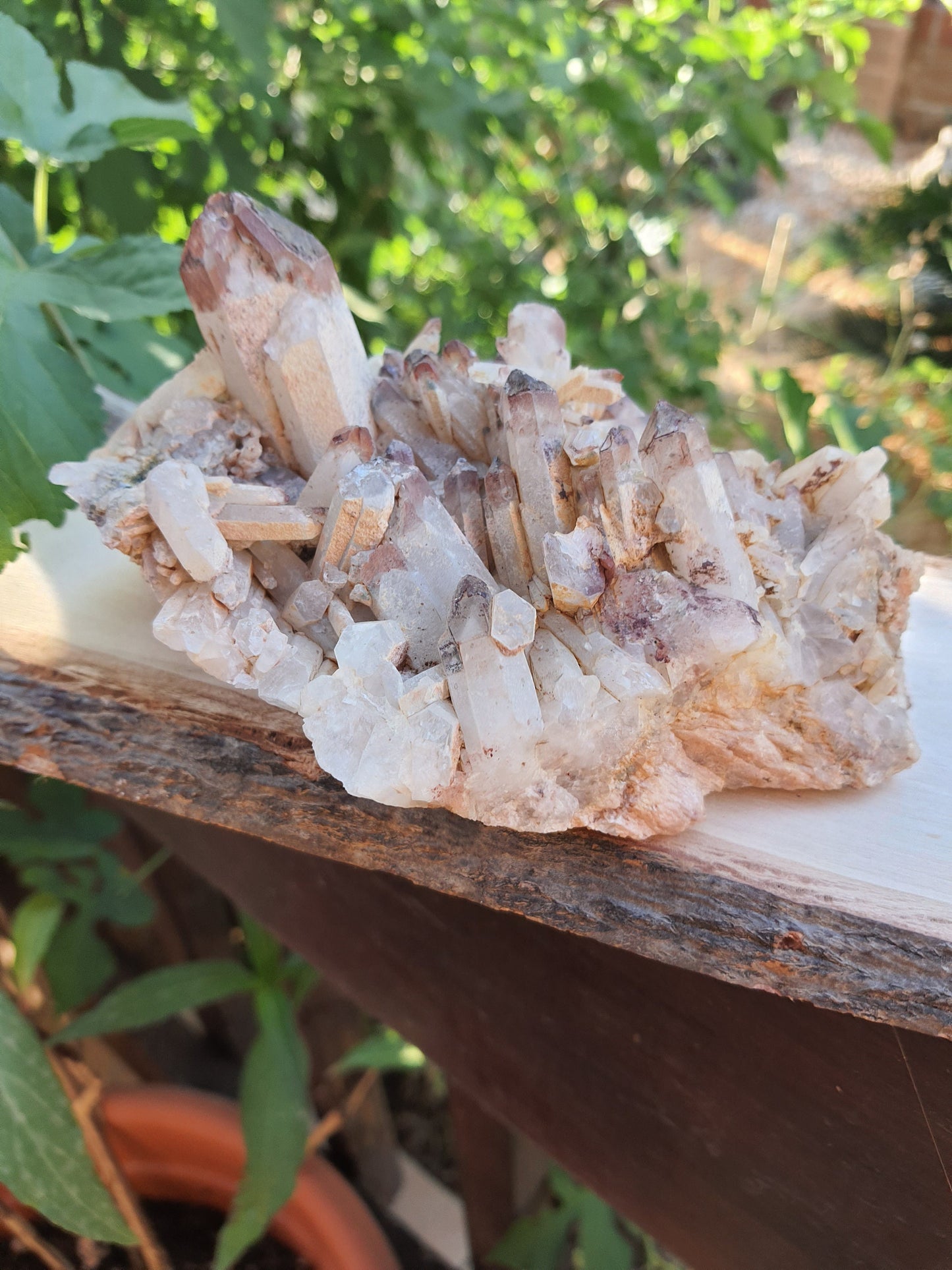 Rare Big Hematite Included Quartz Cluster 821g, Mineral Specimen Natural Quartz Cluster