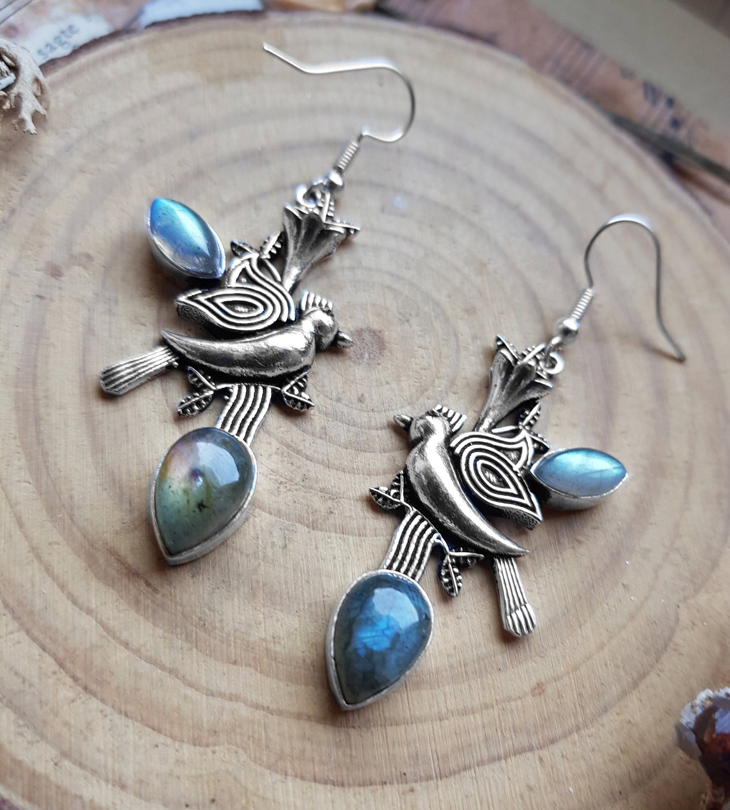 Labradorite Earrings In Sterling Silver Statement Earrings Boho Gemstone Earrings One Of A Kind Gift Mermaid Earrings