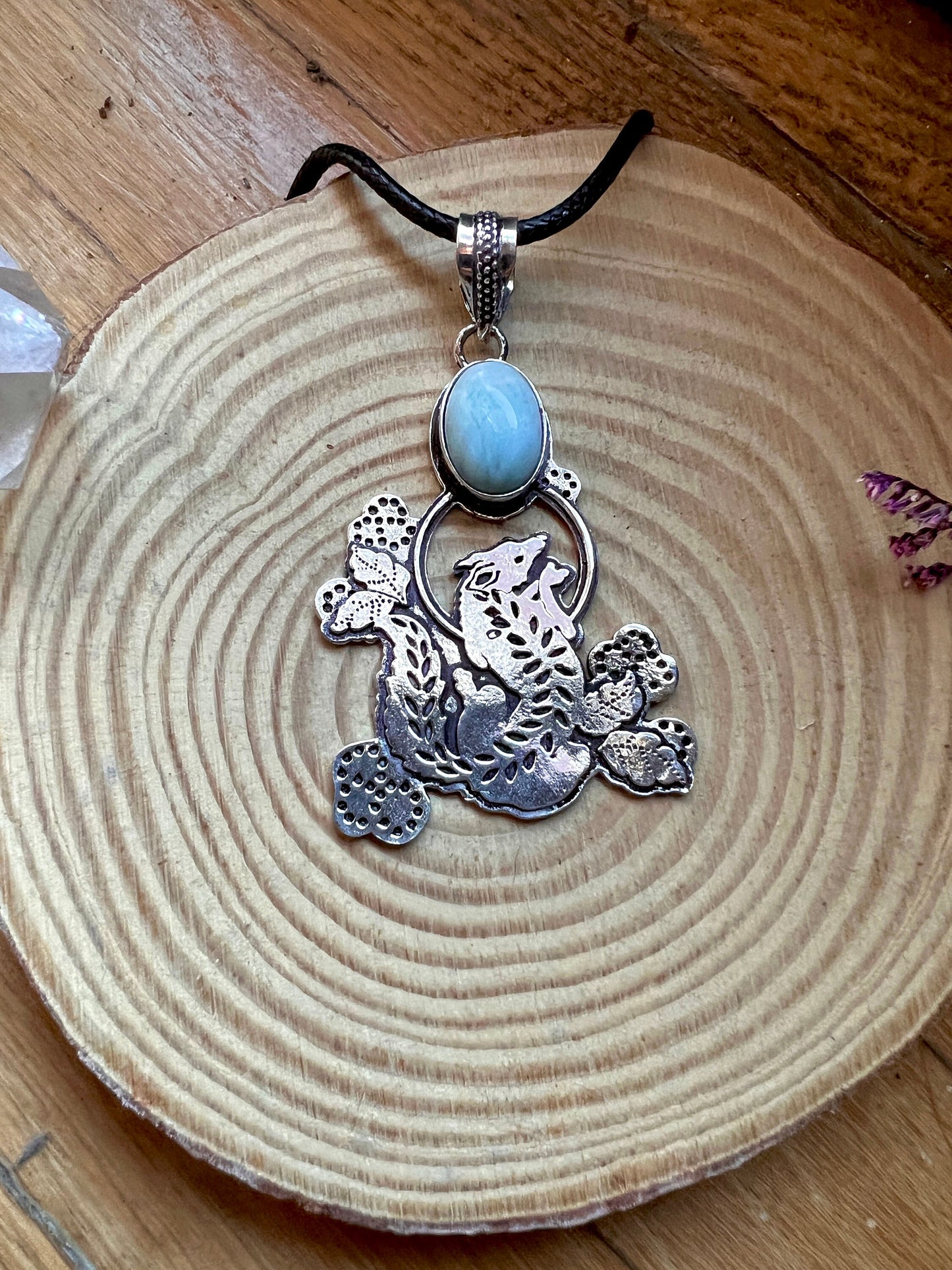Natural Larimar Necklace In Sterling Silver Larimar Statement Necklace Boho Gemstone Jewelry Ethnic Necklace Unique Gift