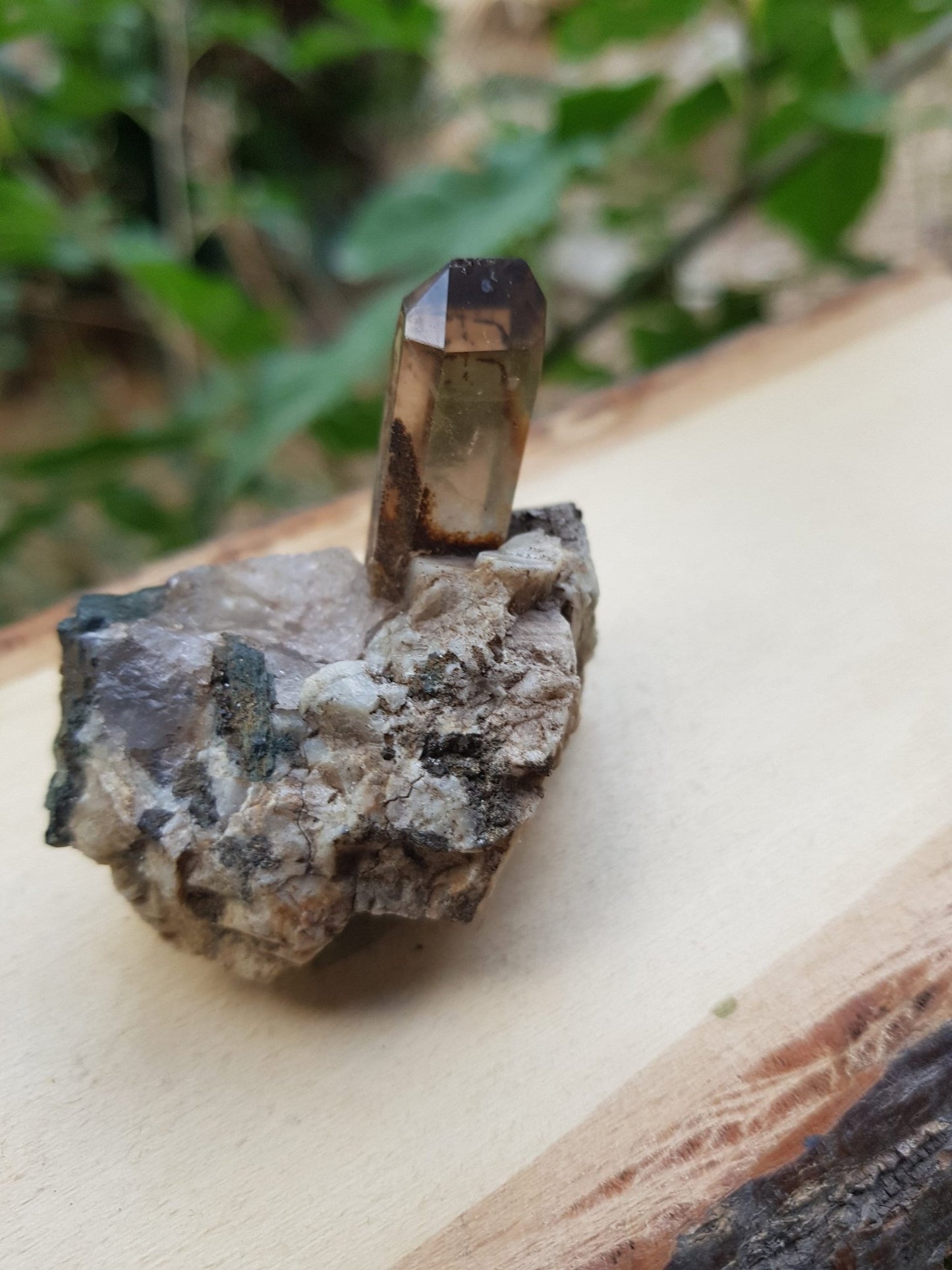 Smoky Quartz Point On Feldspar Specimen Cluster Crystal Specimen, Metaphysical and Mineral Specimen 43g - LunarGem -