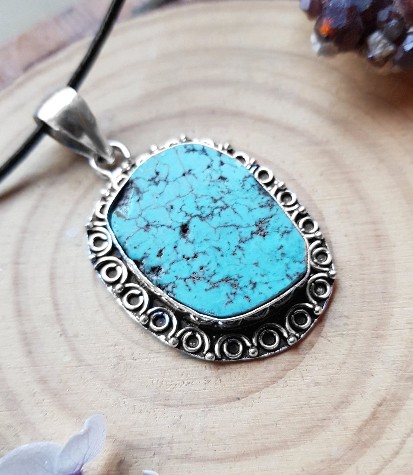 Turquoise Necklace In Sterling Silver Statement Necklace - LunarGem -