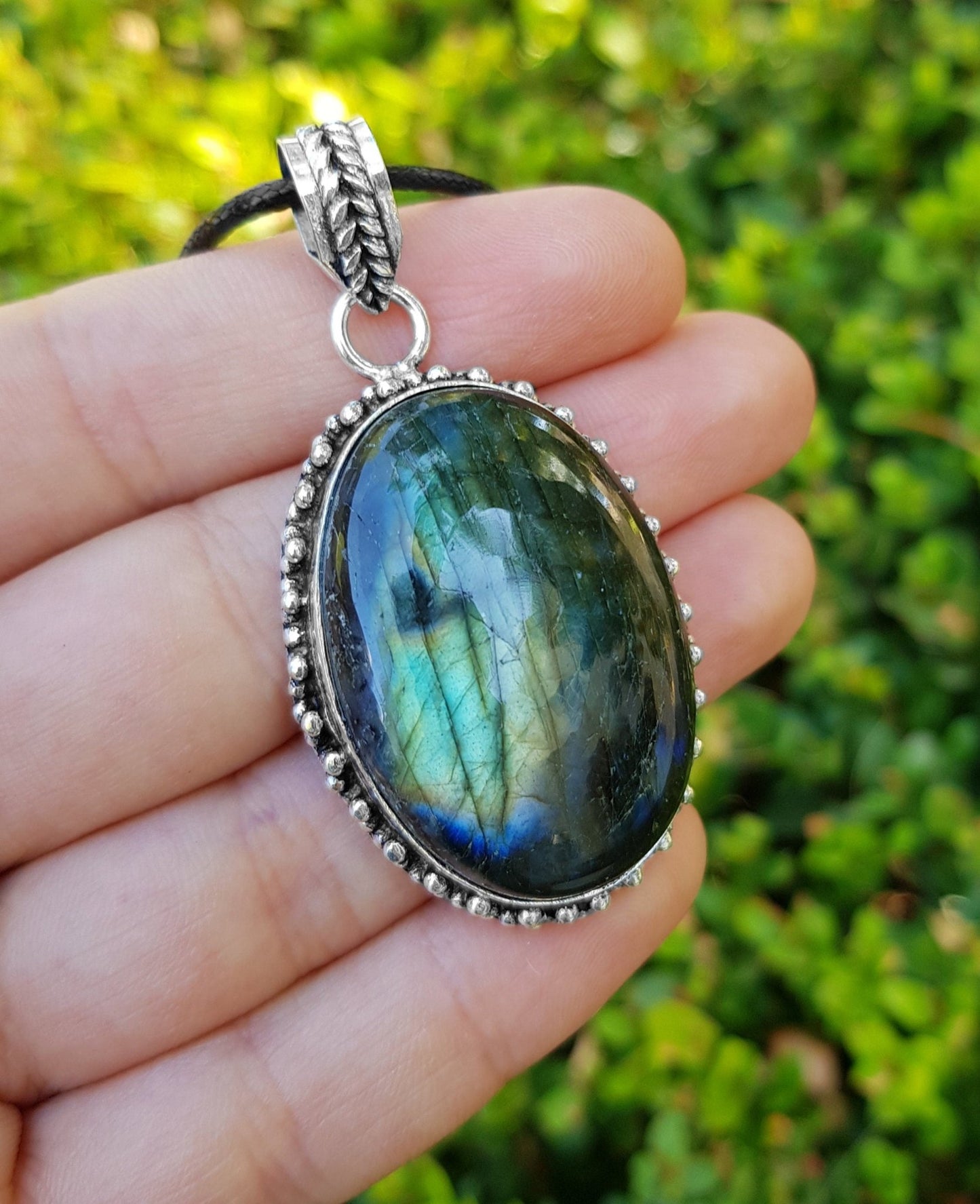 Ver Dark Labradorite Necklace In Sterling Silver Gemstone Pendant Boho Necklace Unique Gift One Of A Kind Jewelry - LunarGem -