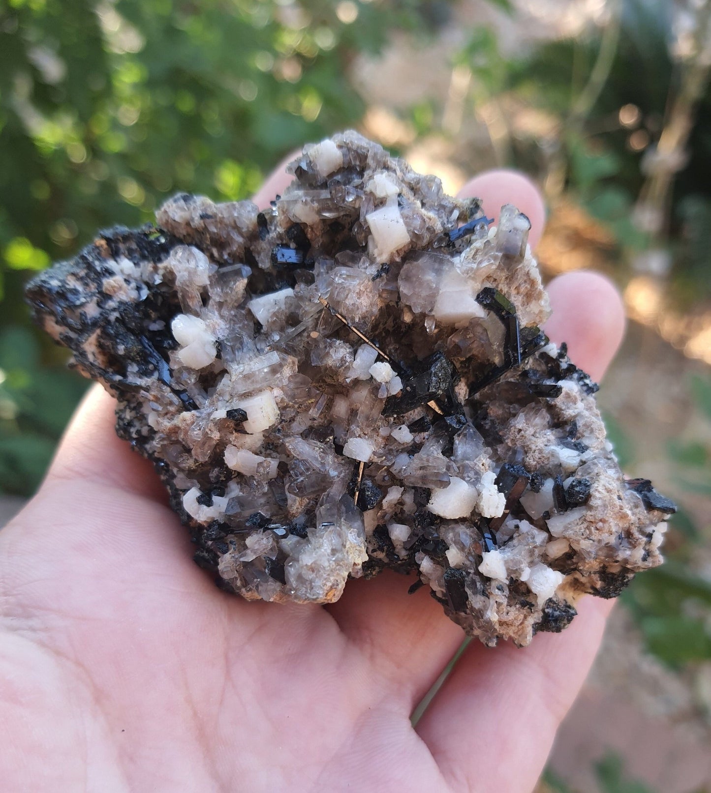 Aegirine, Orthoclase & Smoky Quartz Specimen: Raw Crystal from Malawi (122g) - LunarGem - 