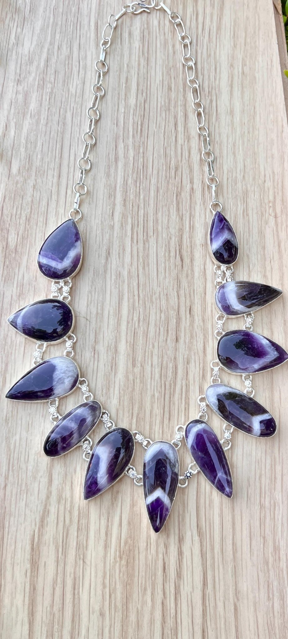 Amethyst Statement Necklace In Sterling Silver - LunarGem - 