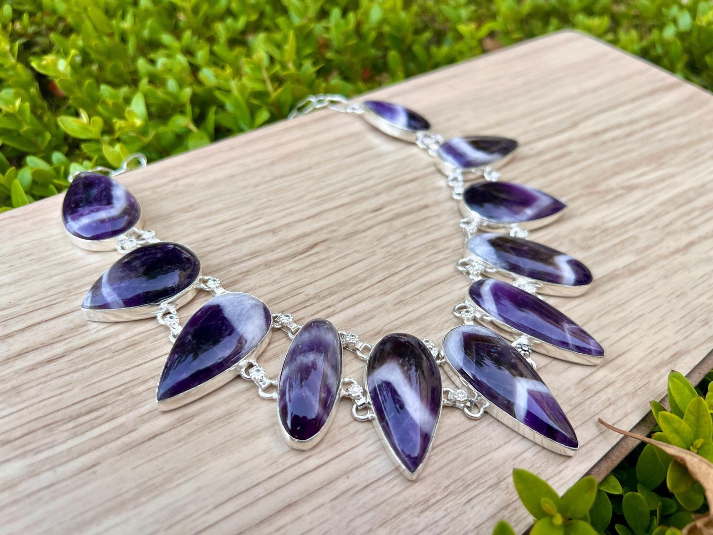 Amethyst Statement Necklace In Sterling Silver - LunarGem - 