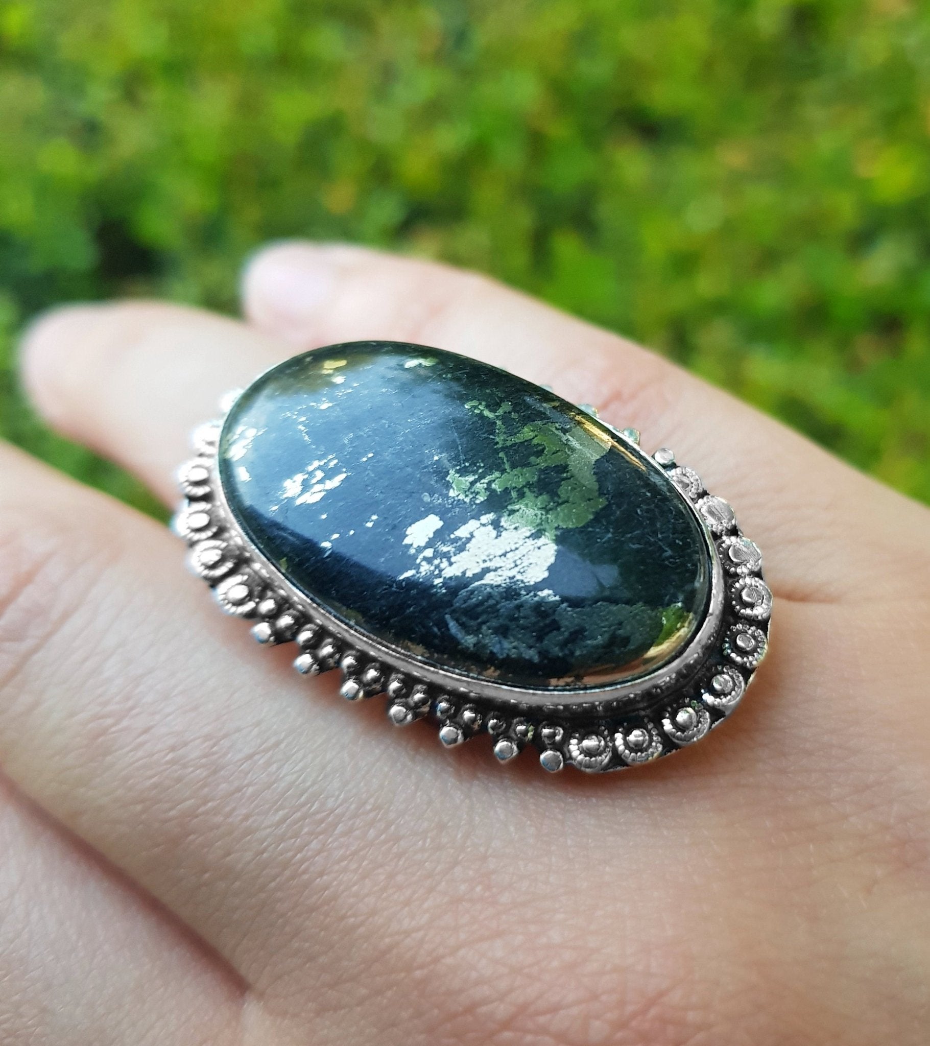 Apache Gold Pyrite Ring, Size US8 1/2, Sterling Silver - LunarGem - 