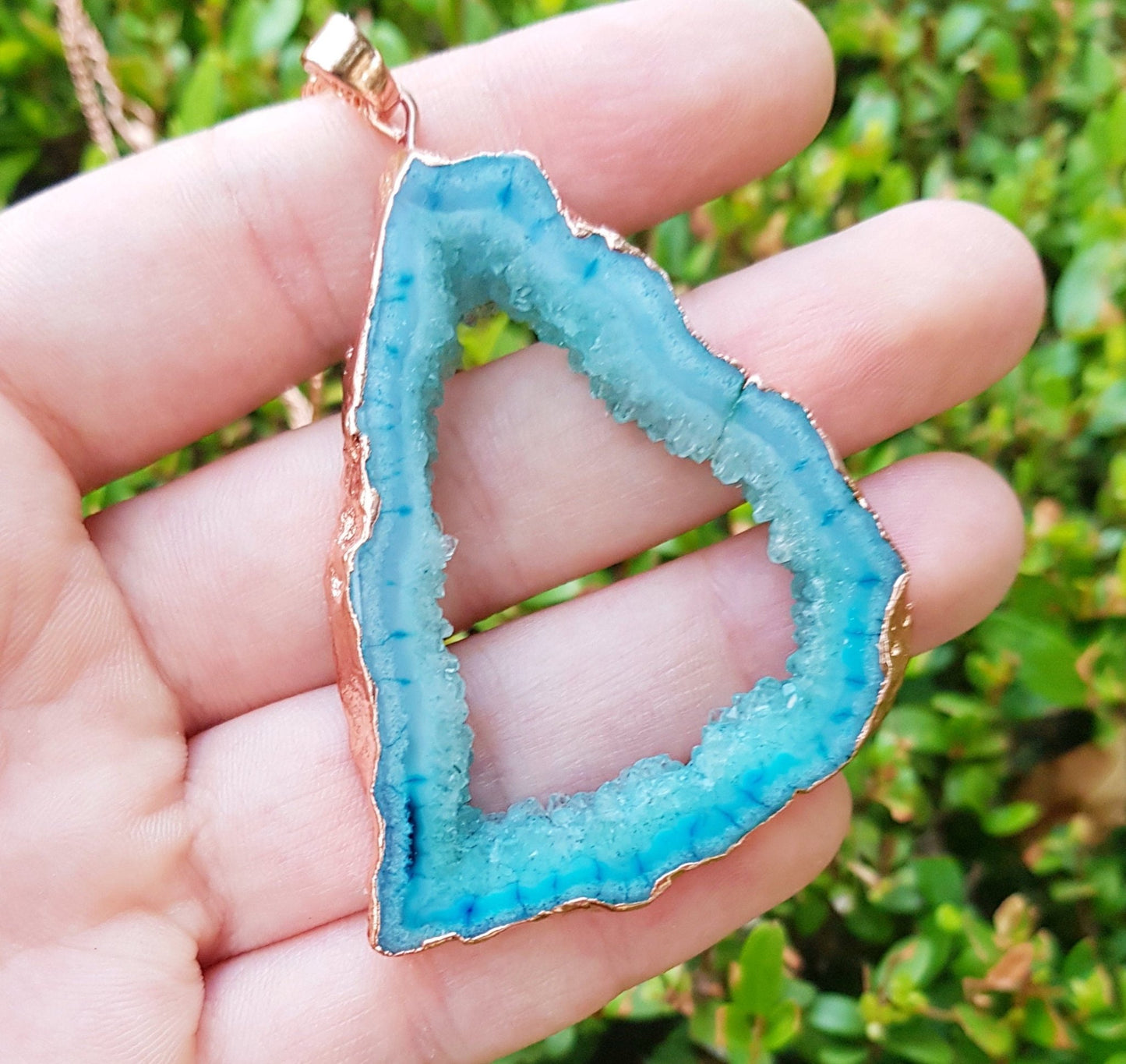 Big Druzy Agate Pendants Copper Electroformed Necklace Statement Pendant Boho Necklace - LunarGem - Charms & Pendants